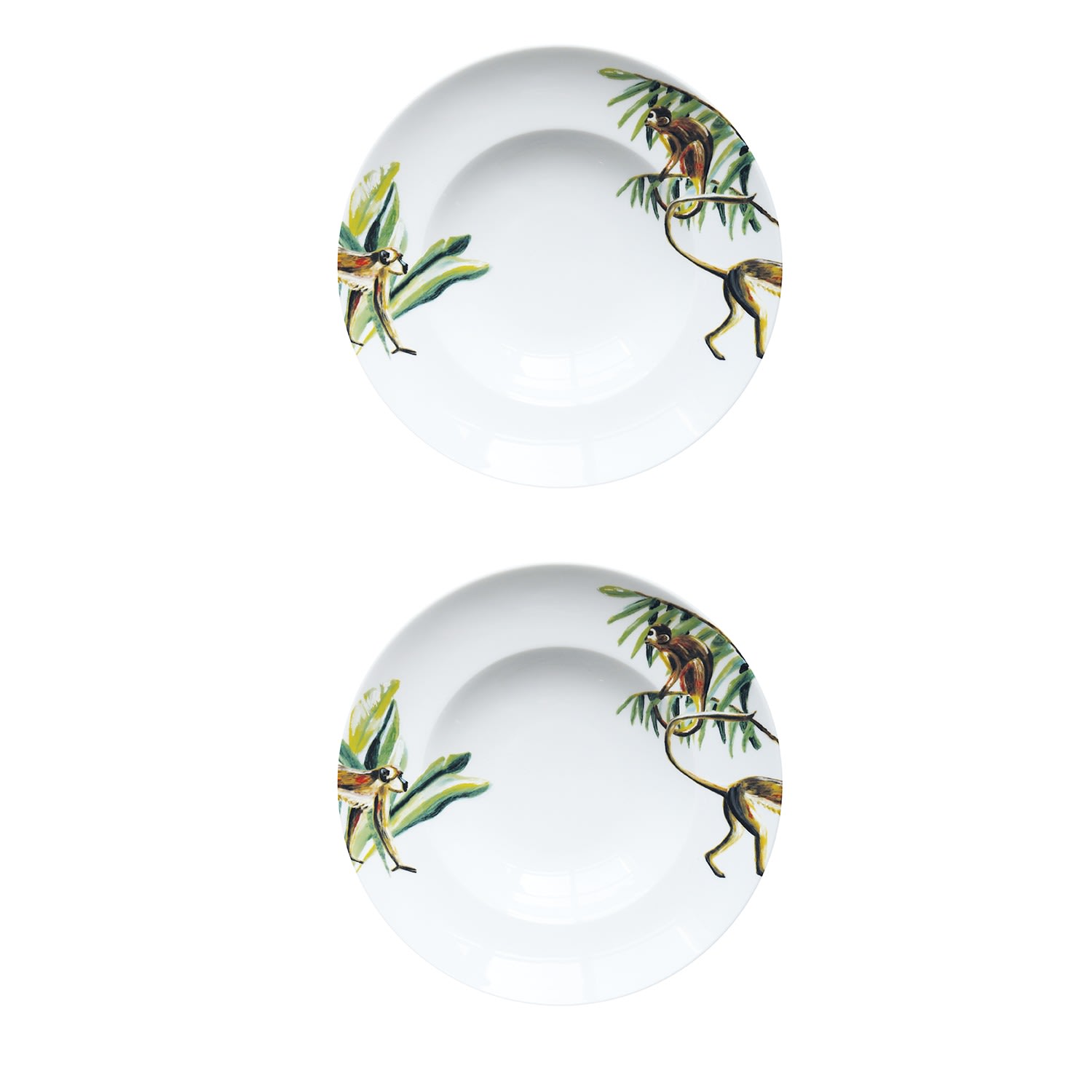 White Pasta Plates Jungle Stories Monkey Set Of Two Catchii