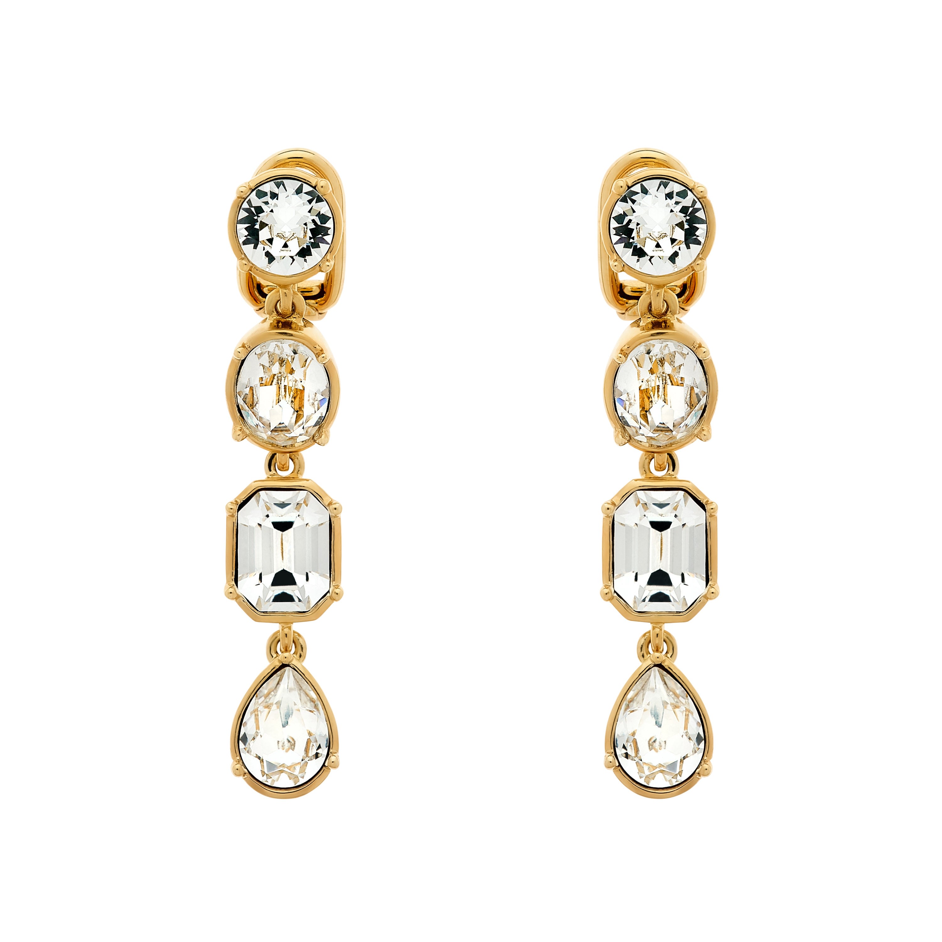 Emma Holland Jewellery Women's Gold & Crystal Statement Drop Clip Earrings