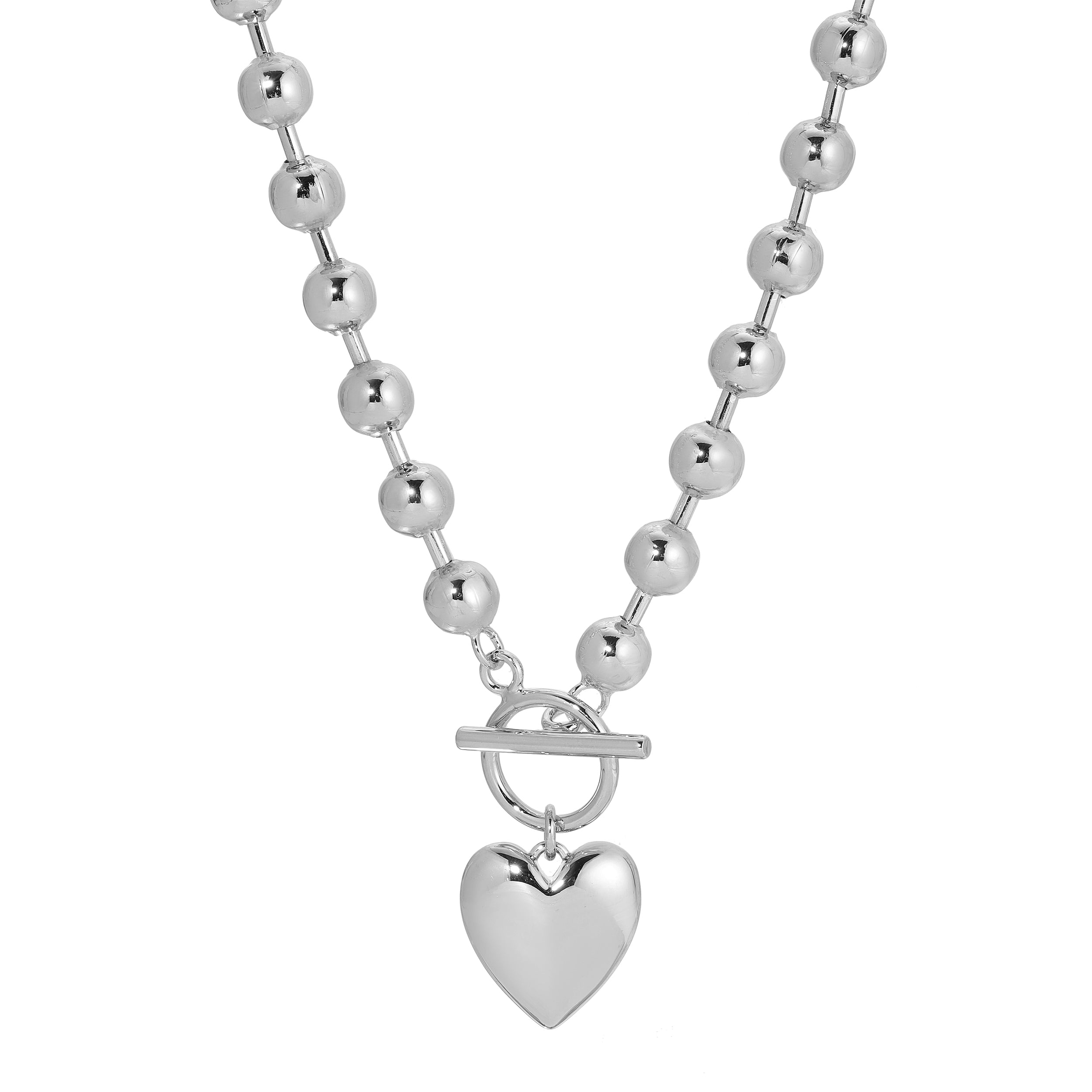 Women’s Leeada X Officially Quigley Capsule Collection - Le Bb Heart Toggle Necklace - Silver Leeada Jewelry