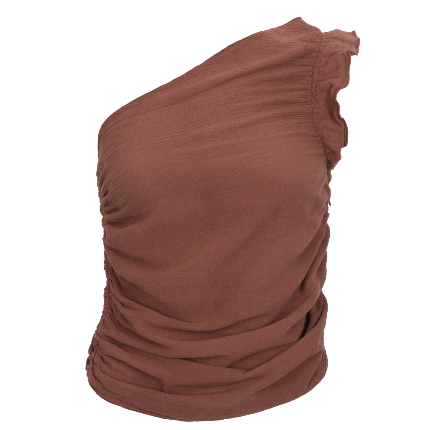 The Etta Collection Women's Agora One Shoulder Top Brown In Brown
