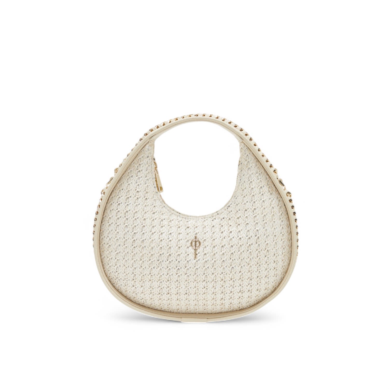 Otrera Women's White Round Chain Bag Straw Beige