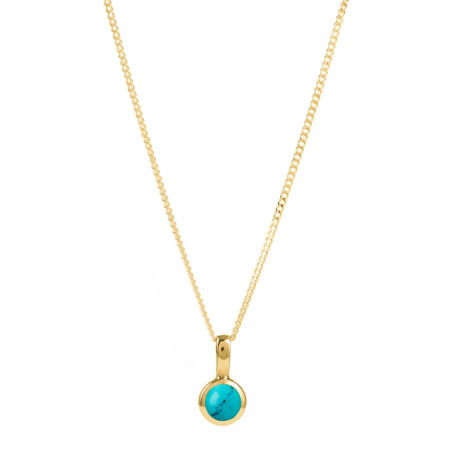 Women’s December Birthstone Charm Gold Vermeil Necklace - Turquoise Charlotte’s Web Jewellery