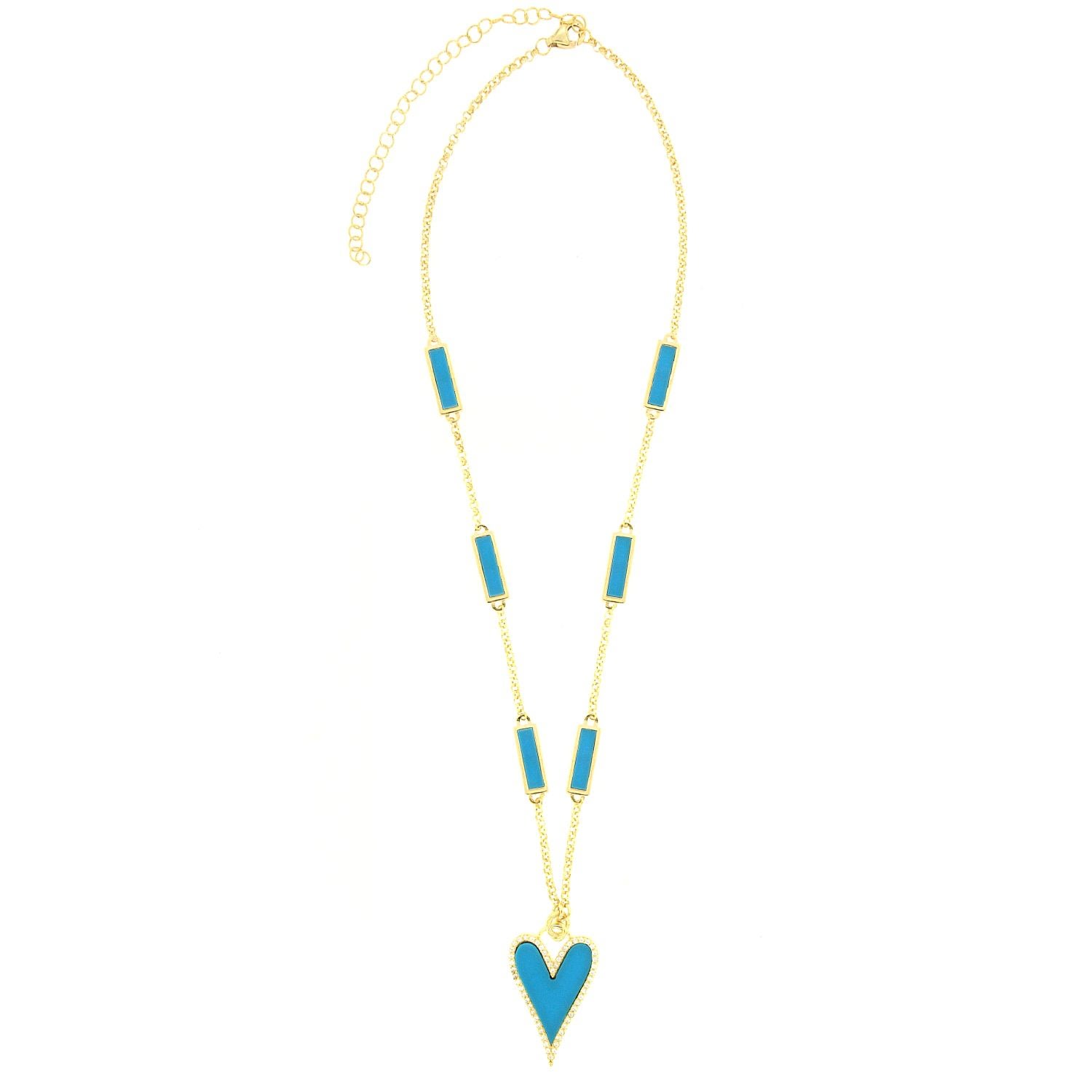 Women’s Gold Turquoise Heart Necklace Cosanuova