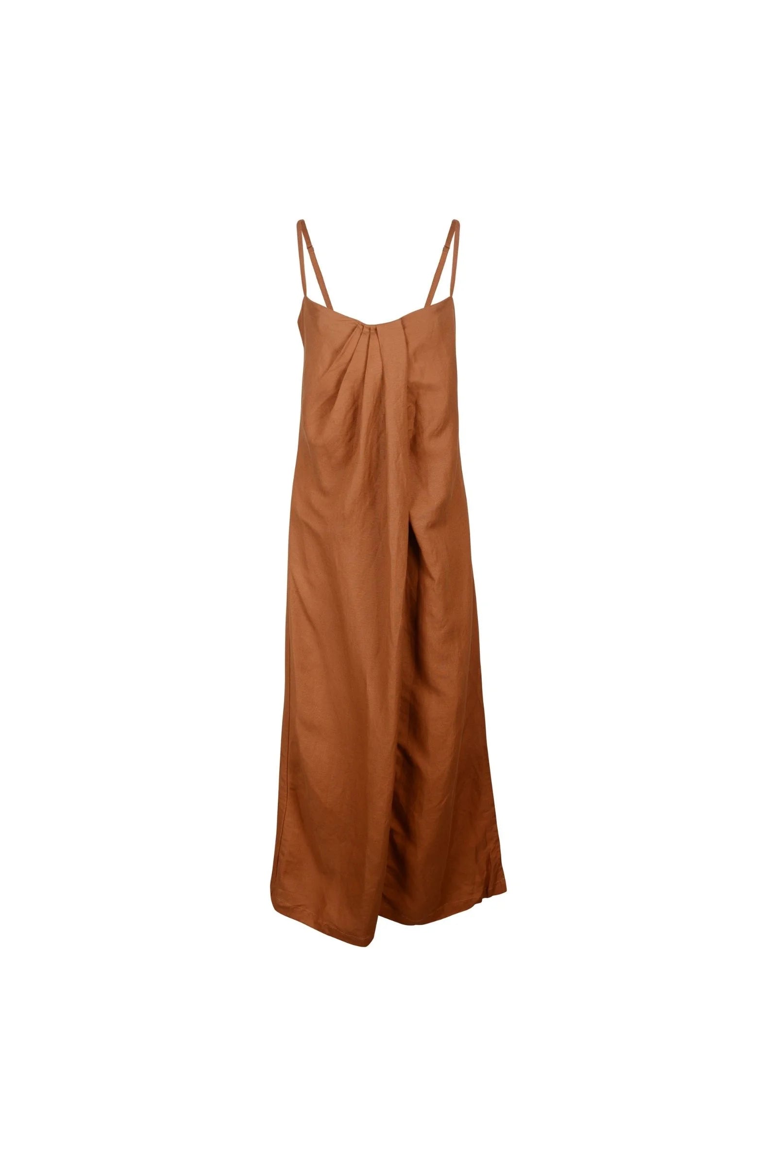 Women’s Brown Pleated Linen Bra Dress Copper Xs/S Amira Collective