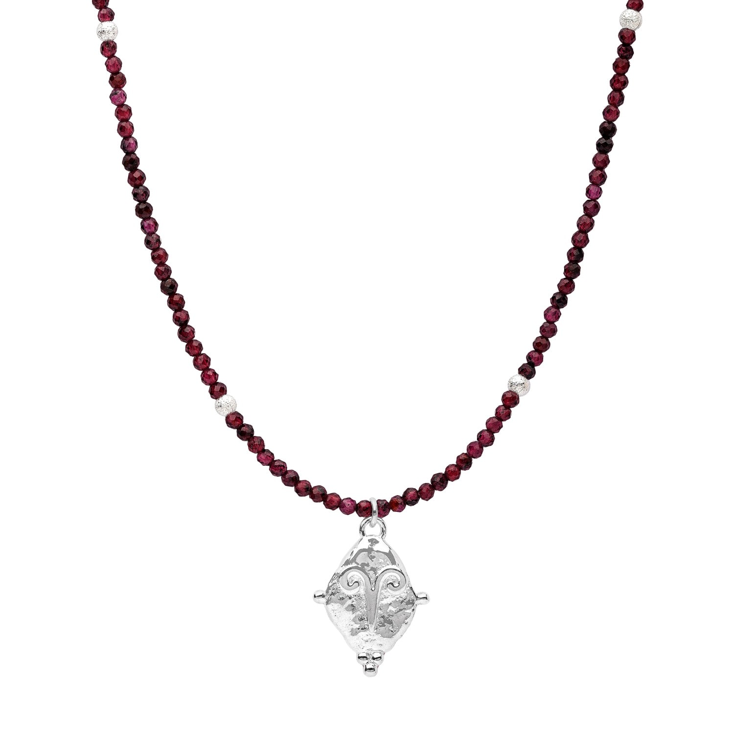 Seven Saints Women's Gold / Red Aries Gemstone Choker Necklace, Red Garnet, Gold Plated In Blue