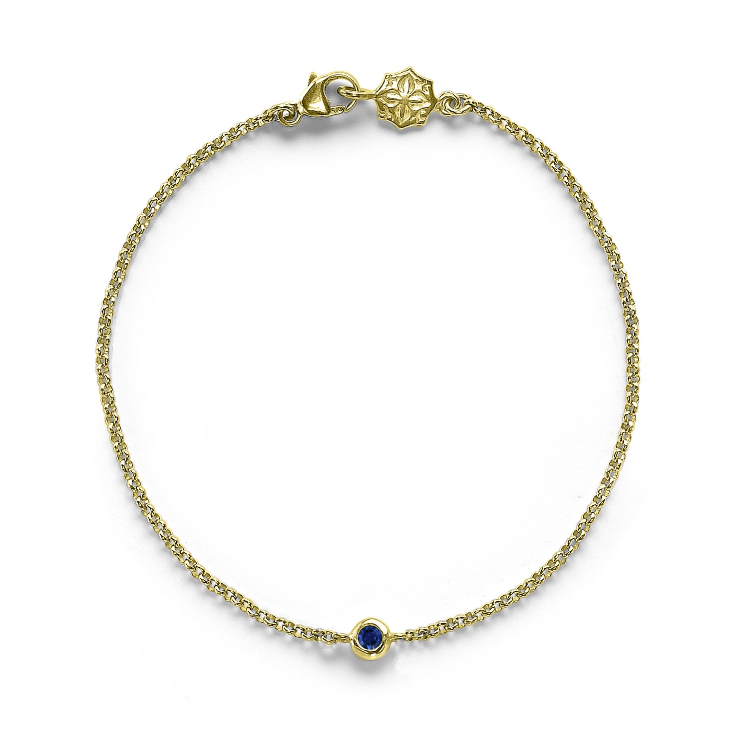 Women’s Single Blue Sapphire Dewdrop Chain Bracelet In Gold Vermeil Dower & Hall