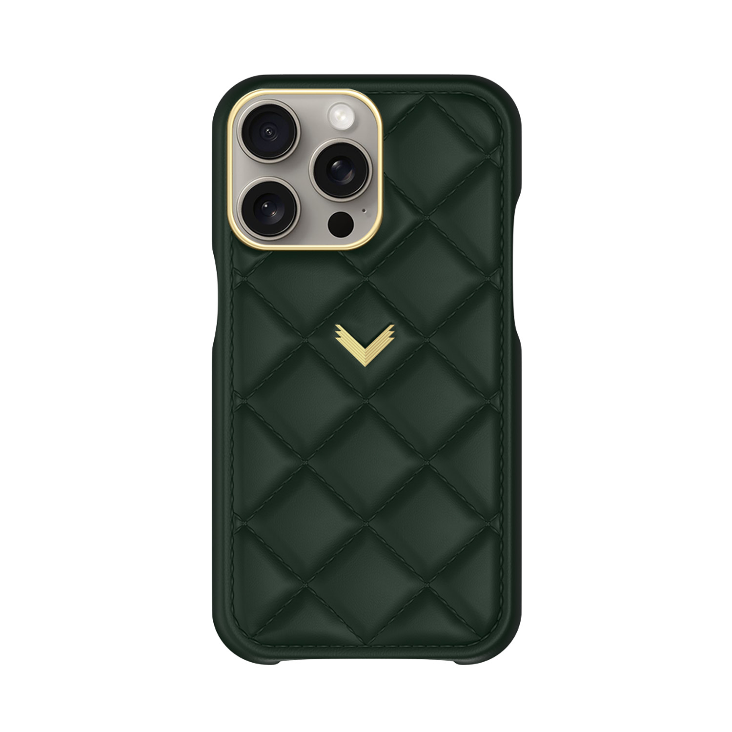 Velante Calf Leather Phone Case, Kanda Texture, Gold, British Green In Green