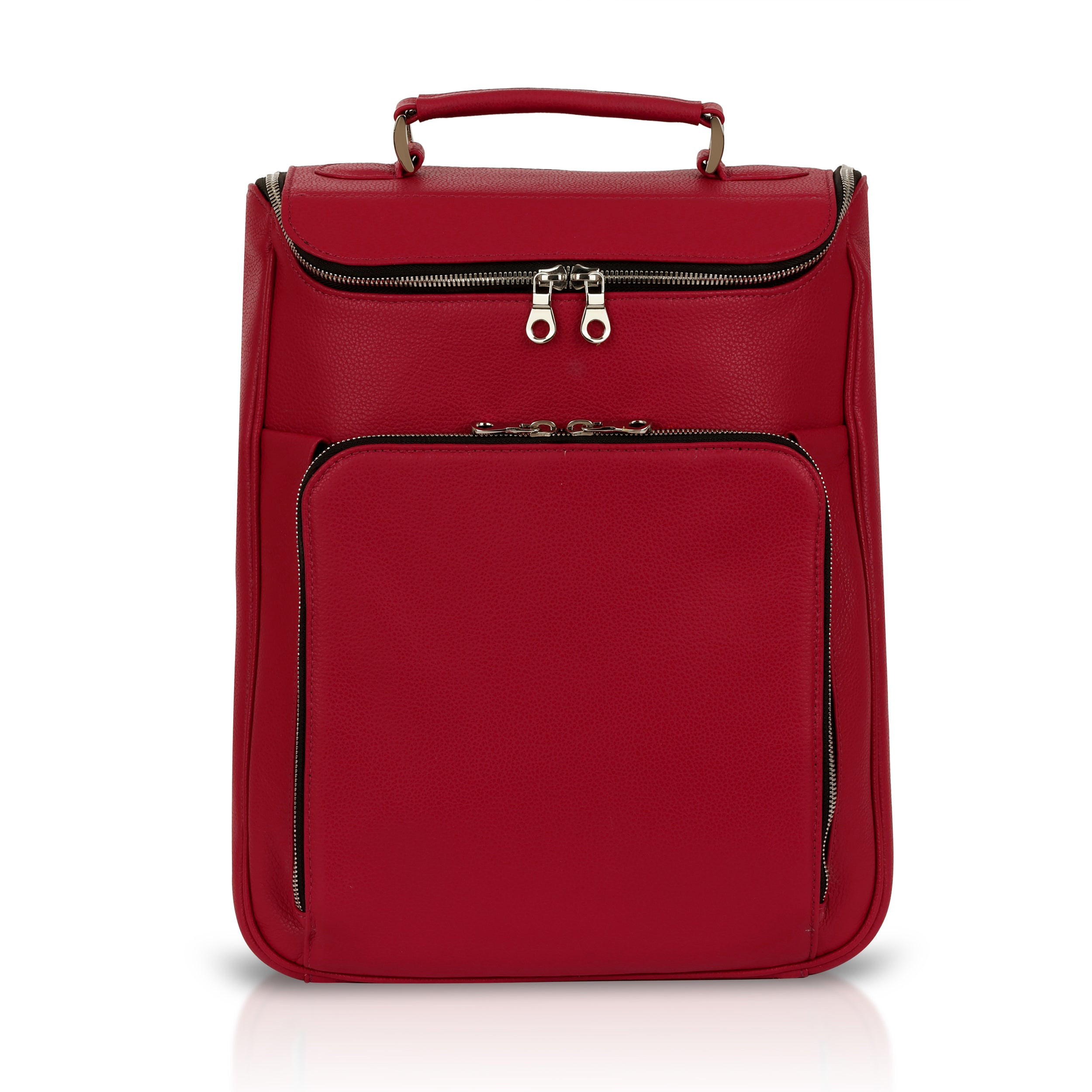 LUIS STEVEN WOMEN'S MEDIUM LAPTOP PACK - RED PEBBLE LEATHER