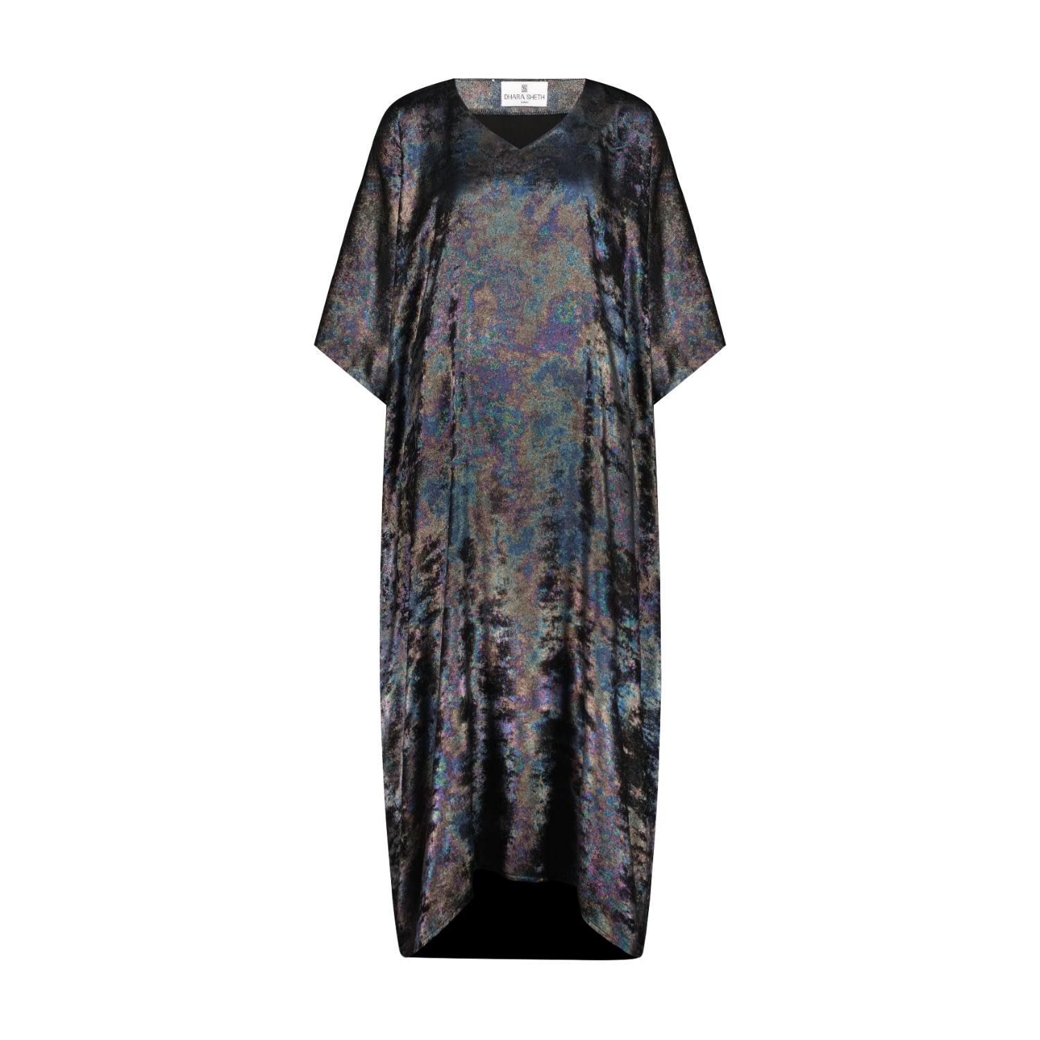 Women’s Shadow Of Sequin Shimmer Rainbow Black Long Kaftan Dress - Black Small Dhara Sheth Dubai