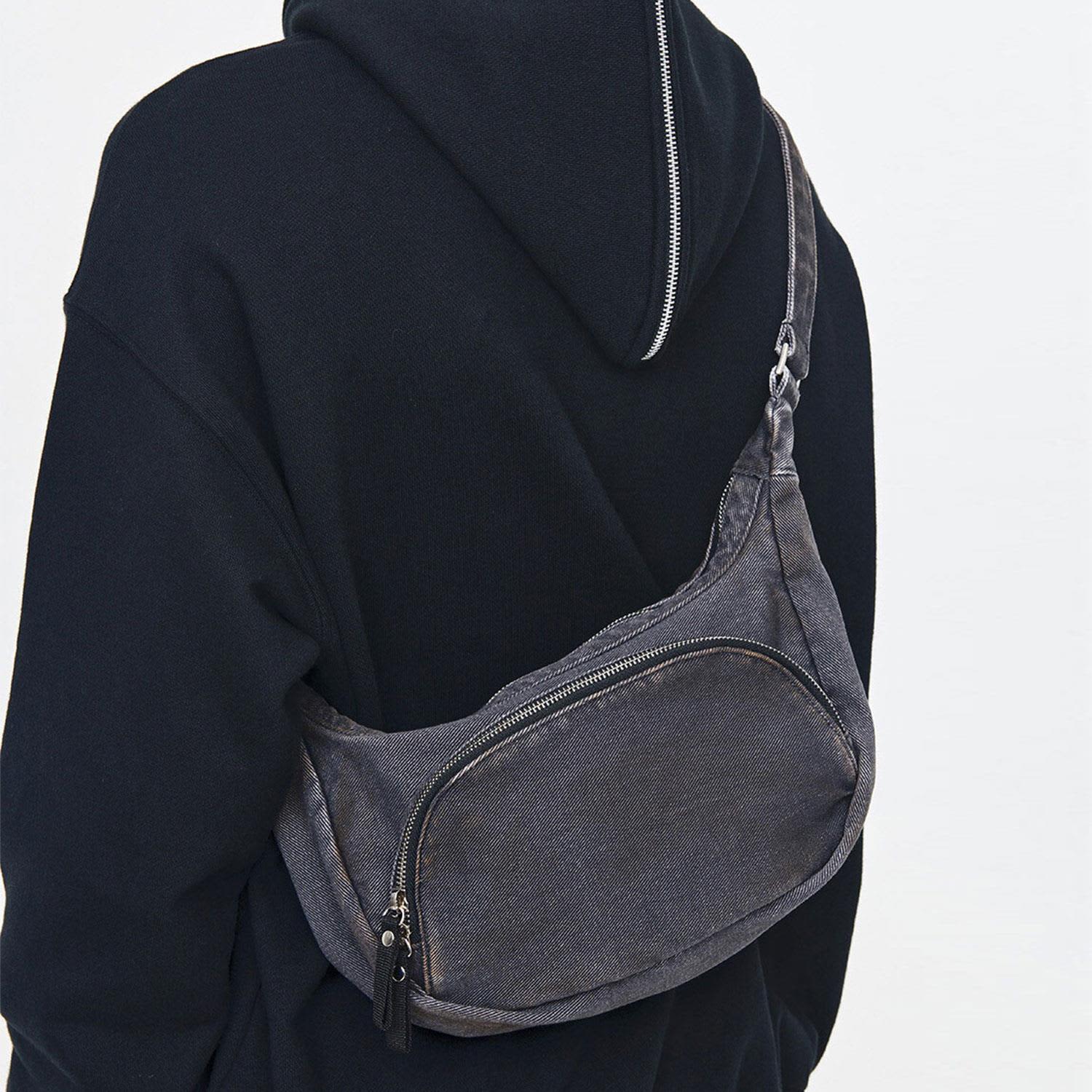 ☆HAH ARCHIVE☆ After Prey Edition Perry Washed Hobo Bag Bla After Pray Edition | Ferry Washed Hobo Bag - Black | HAH
