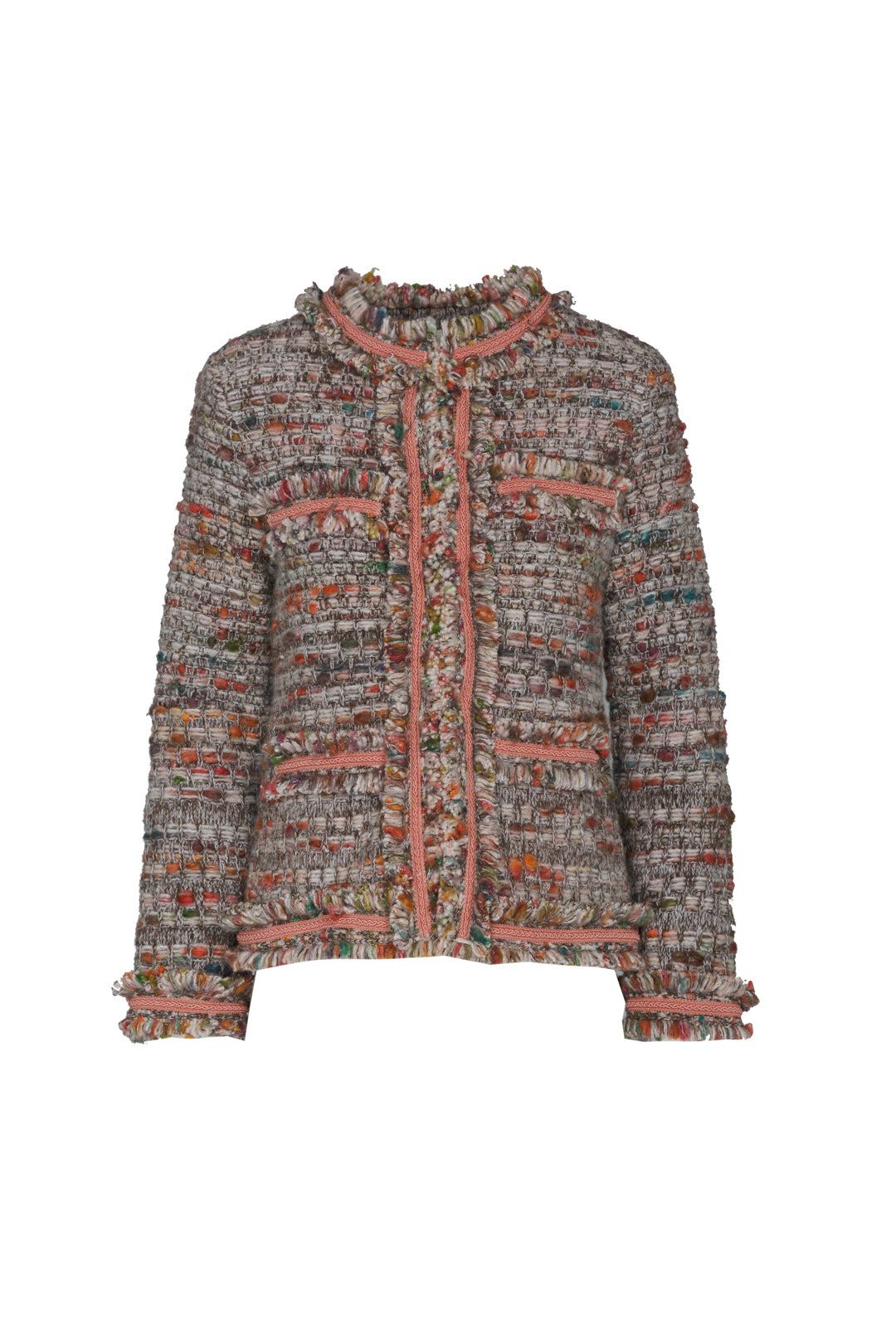 The Extreme Collection Women's Lilou Brown Short Tweed Jacket In Brown