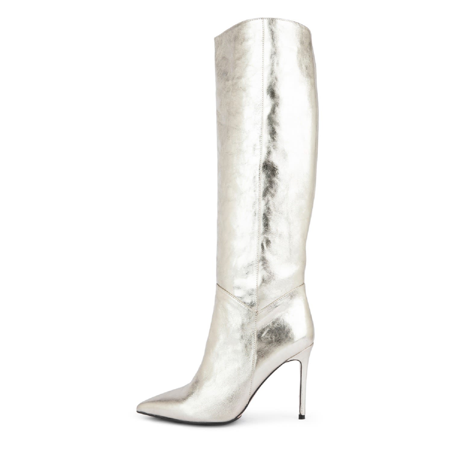 Silver Flin Gold Leather Women’s Heeled High Boot 6 Uk Ilvi