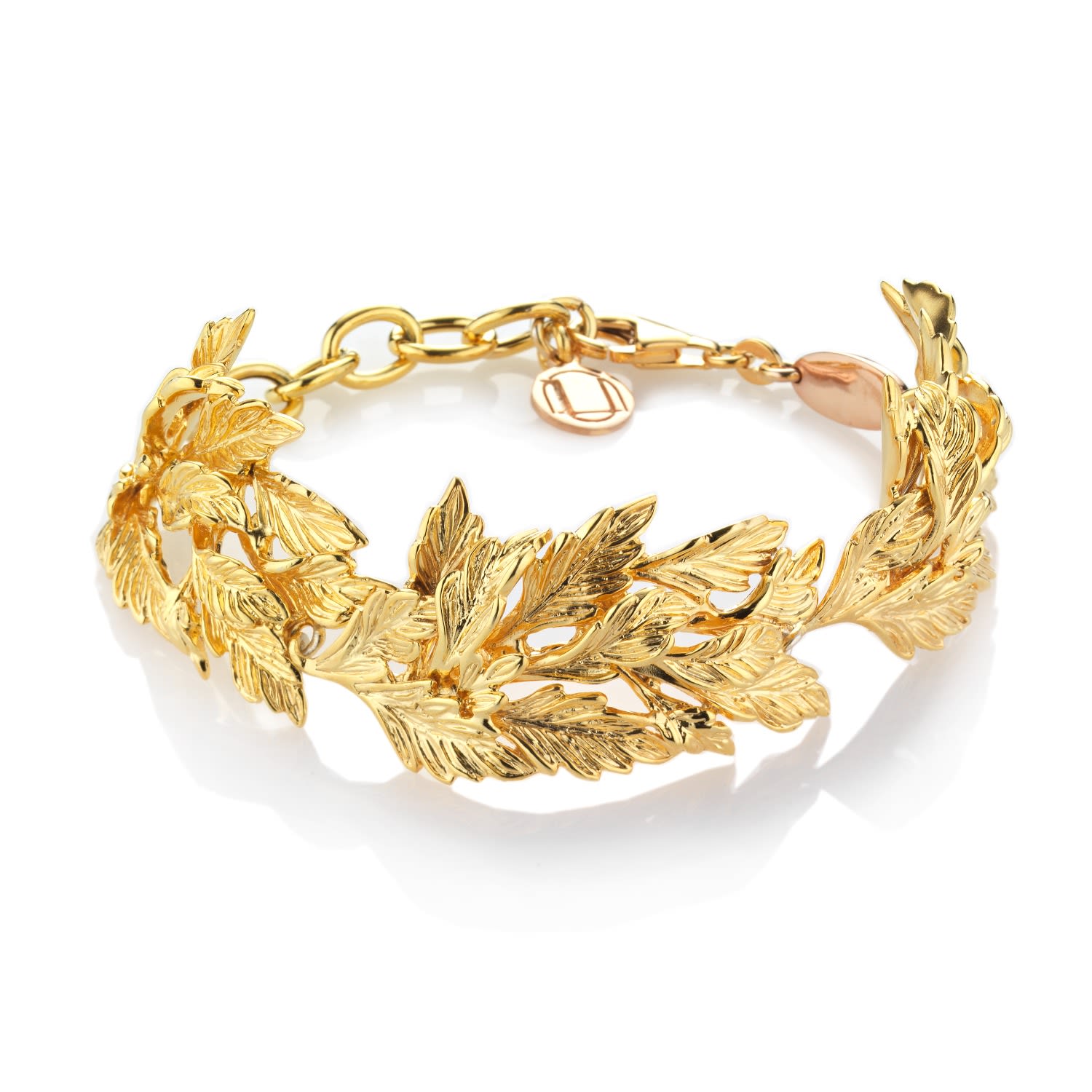 Unaloe Women's Gold Vermeil Leaf Bracelet In Sterling Silver – Handcrafted In Italy Amazonia Botanical Cuff In Gold