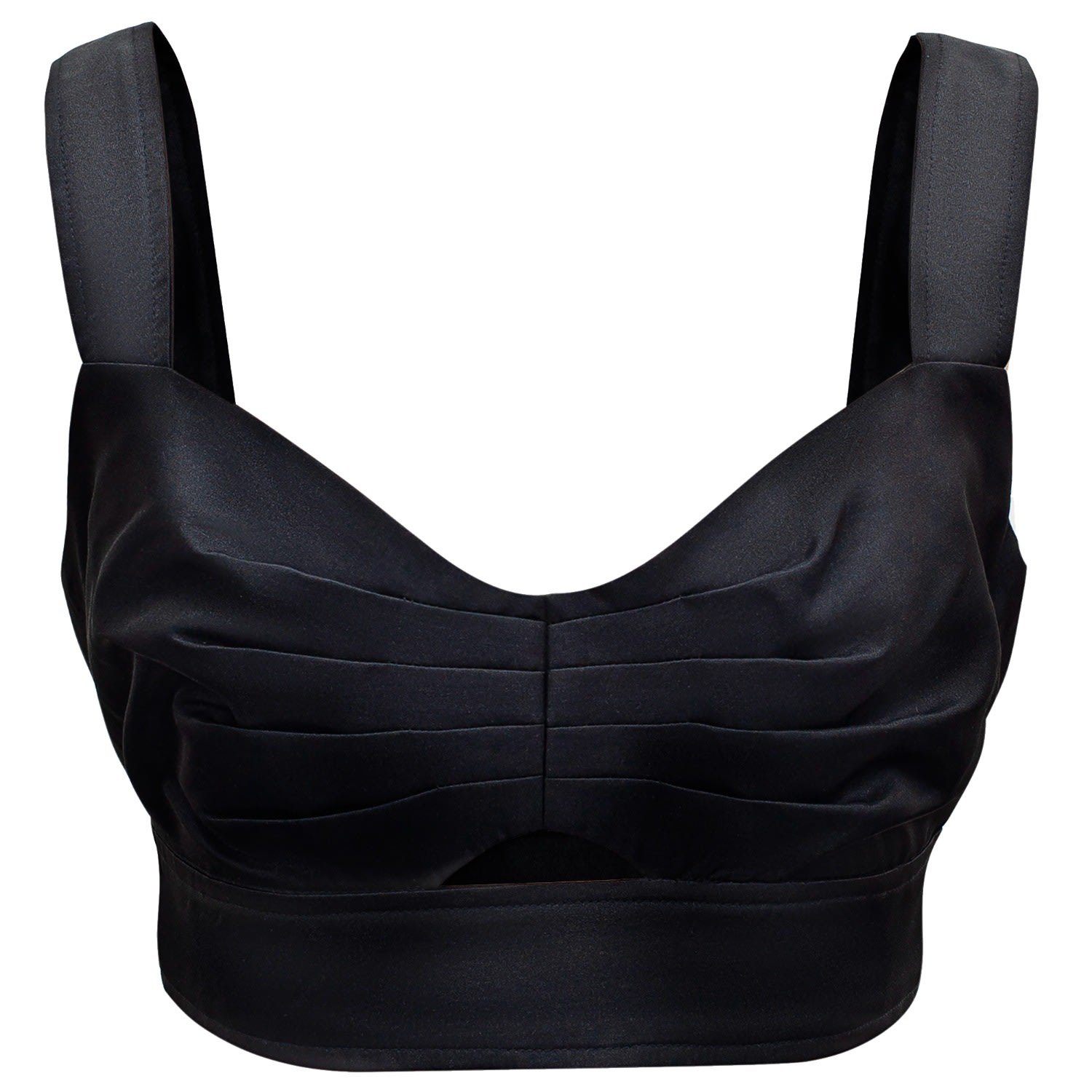 Smart And Joy Women's Taffeta Top- Bra - Black In Black