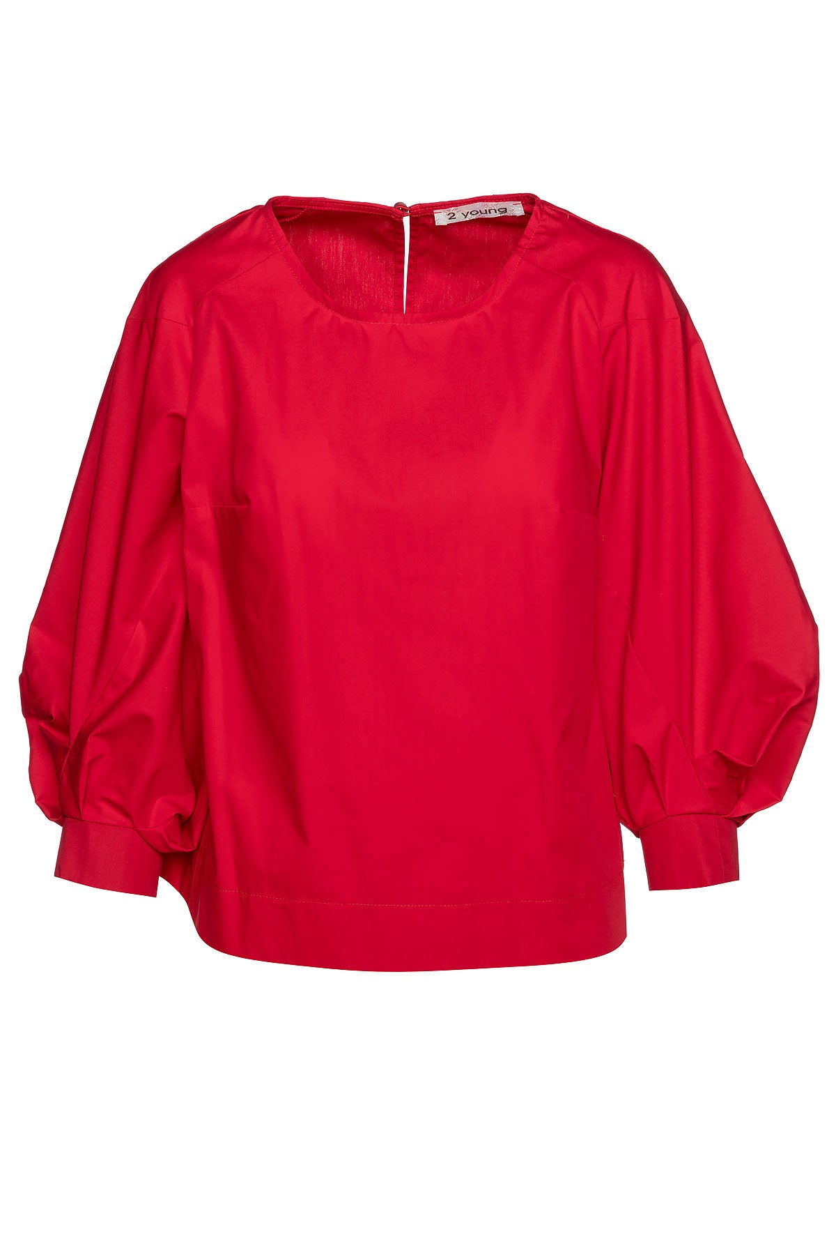 Conquista Women's Red Top With Bishop Sleeves In Red