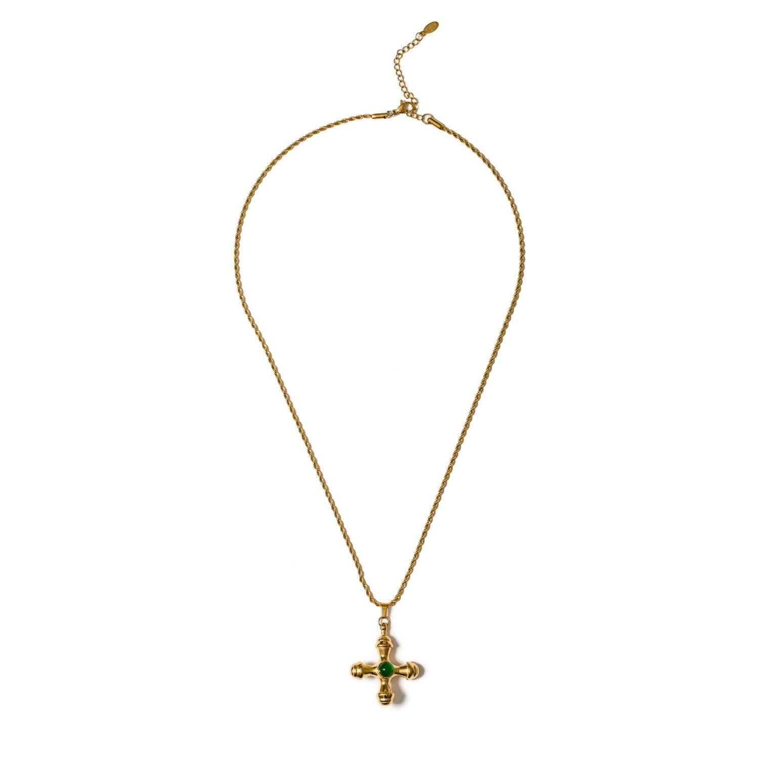 Kybele Studio Women's Green Byzantine Cross Jade Necklace In Gold