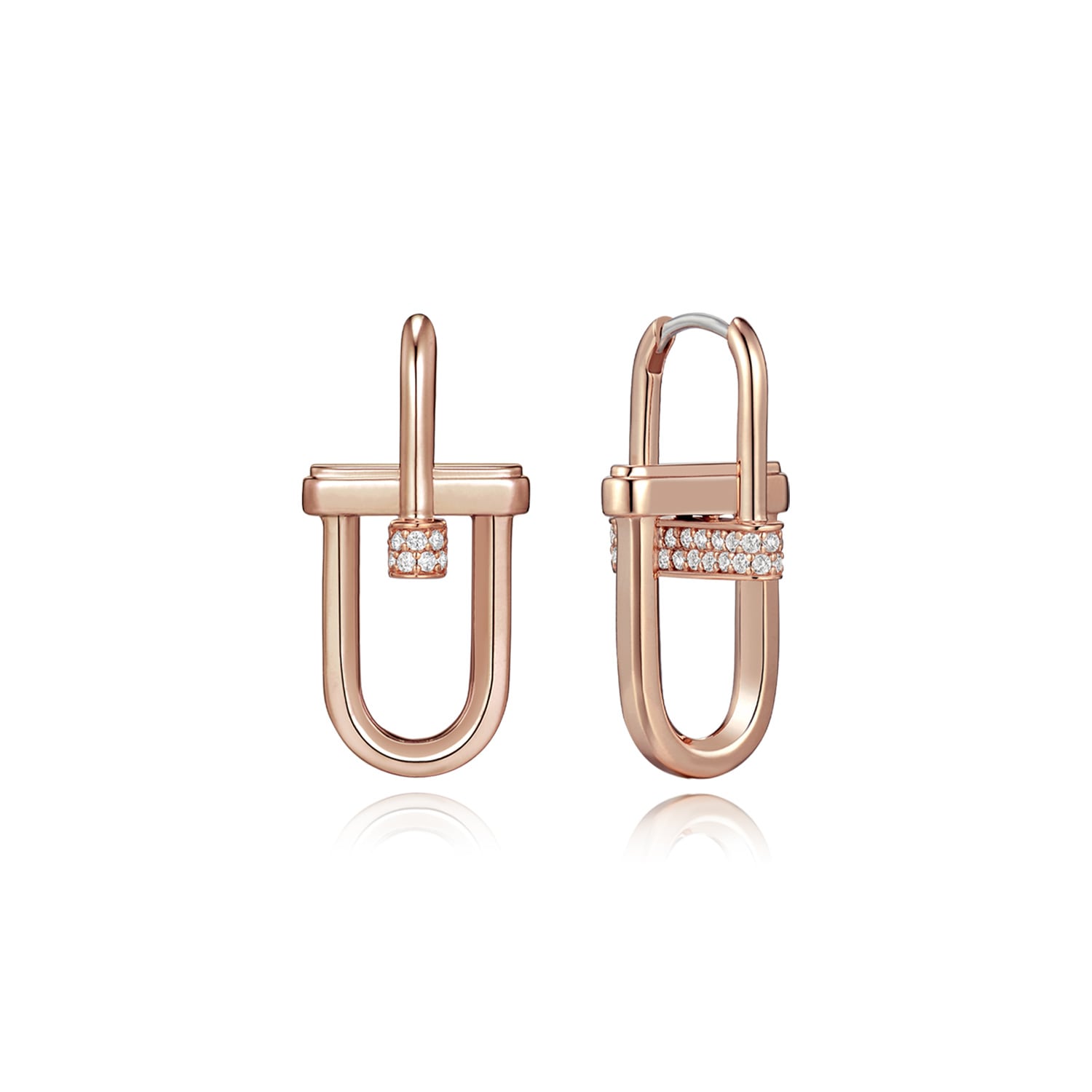 Didier Dubot Women's Rose Gold Dual D. D Silver Dangle Earring With Crystal Accents In Gold
