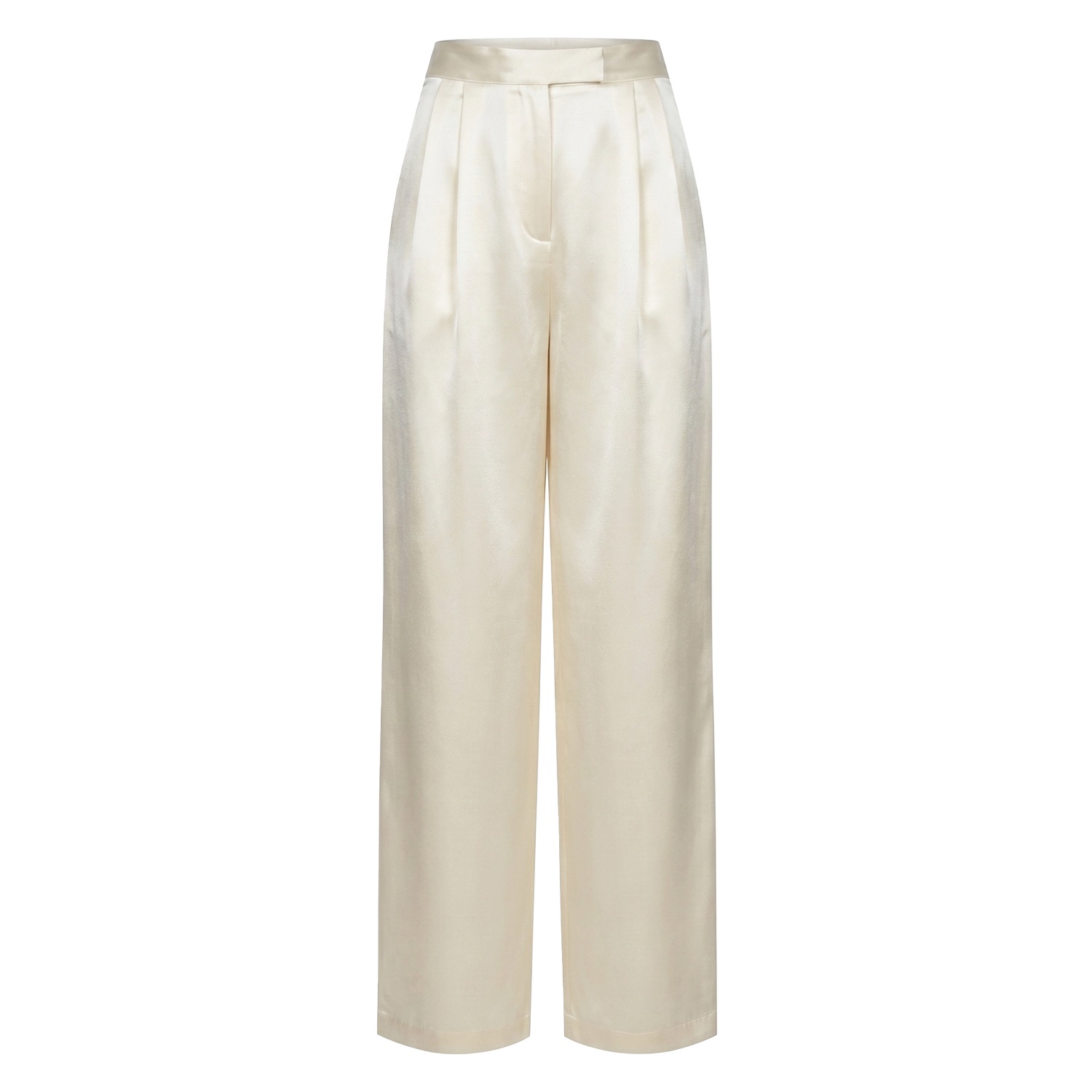 Mavlo Women's White Ecru Satin Wide-leg Pants
