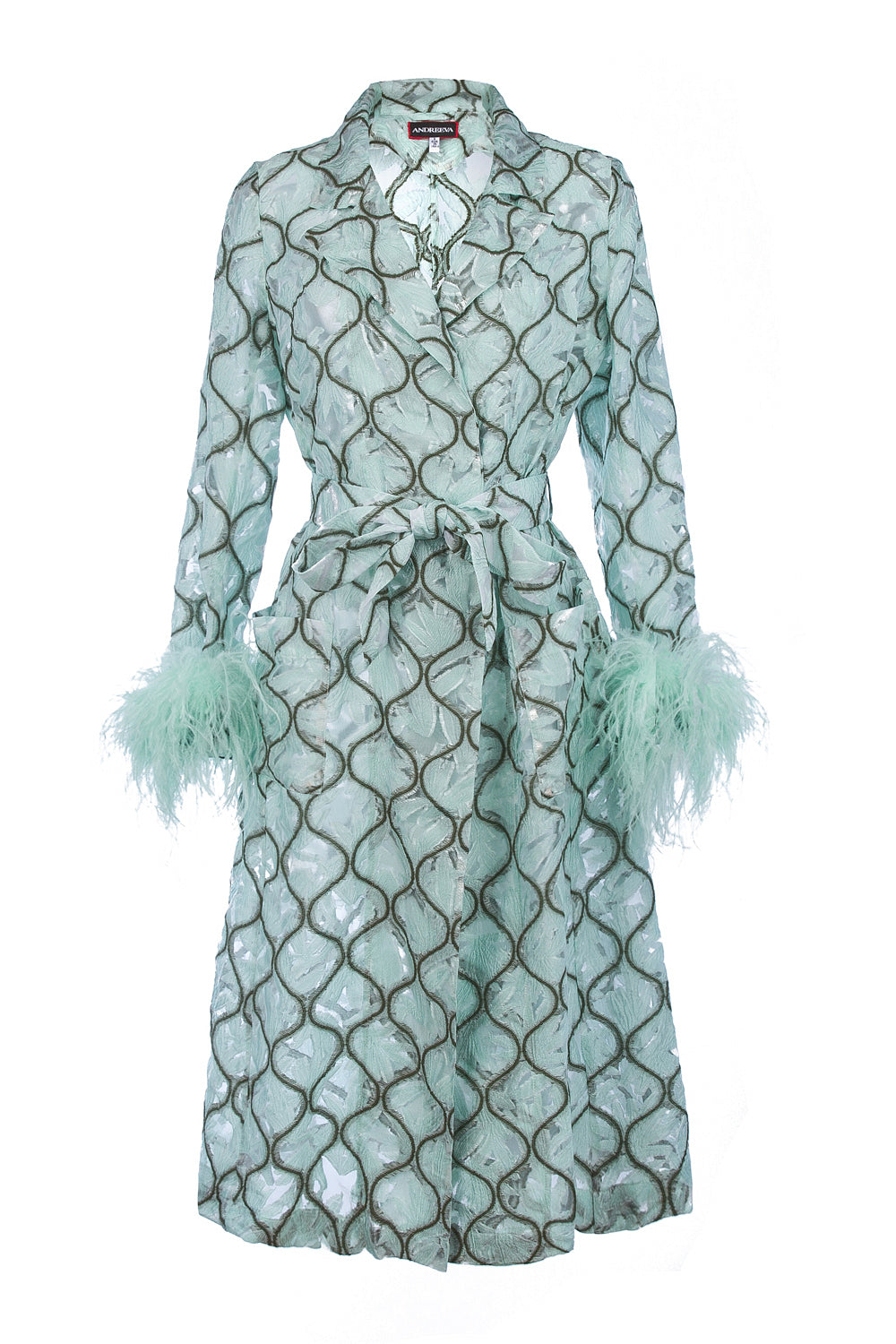 Women’s Green Mint Lace Coat Large Andreeva