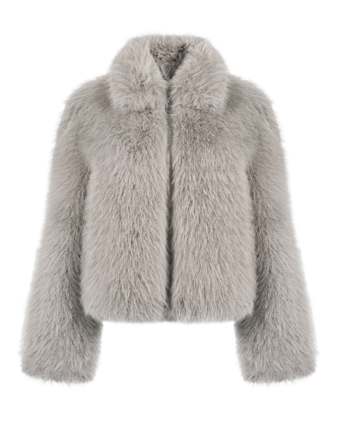 Issy London Women's Neutrals Karla Bomber Jacket Vegan Luxe Faux Fur Soft Taupe