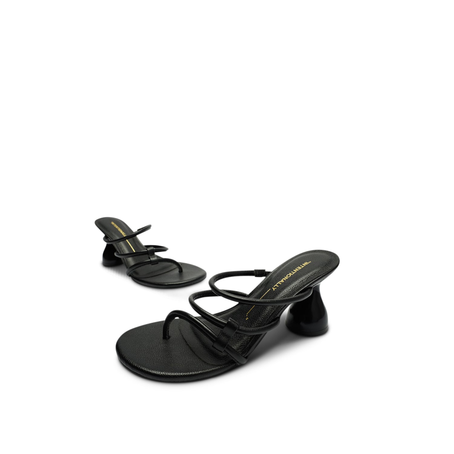 Intentionally Blank Una Strappy Mule Heel In Black, Women's At Urban Outfitters In Black