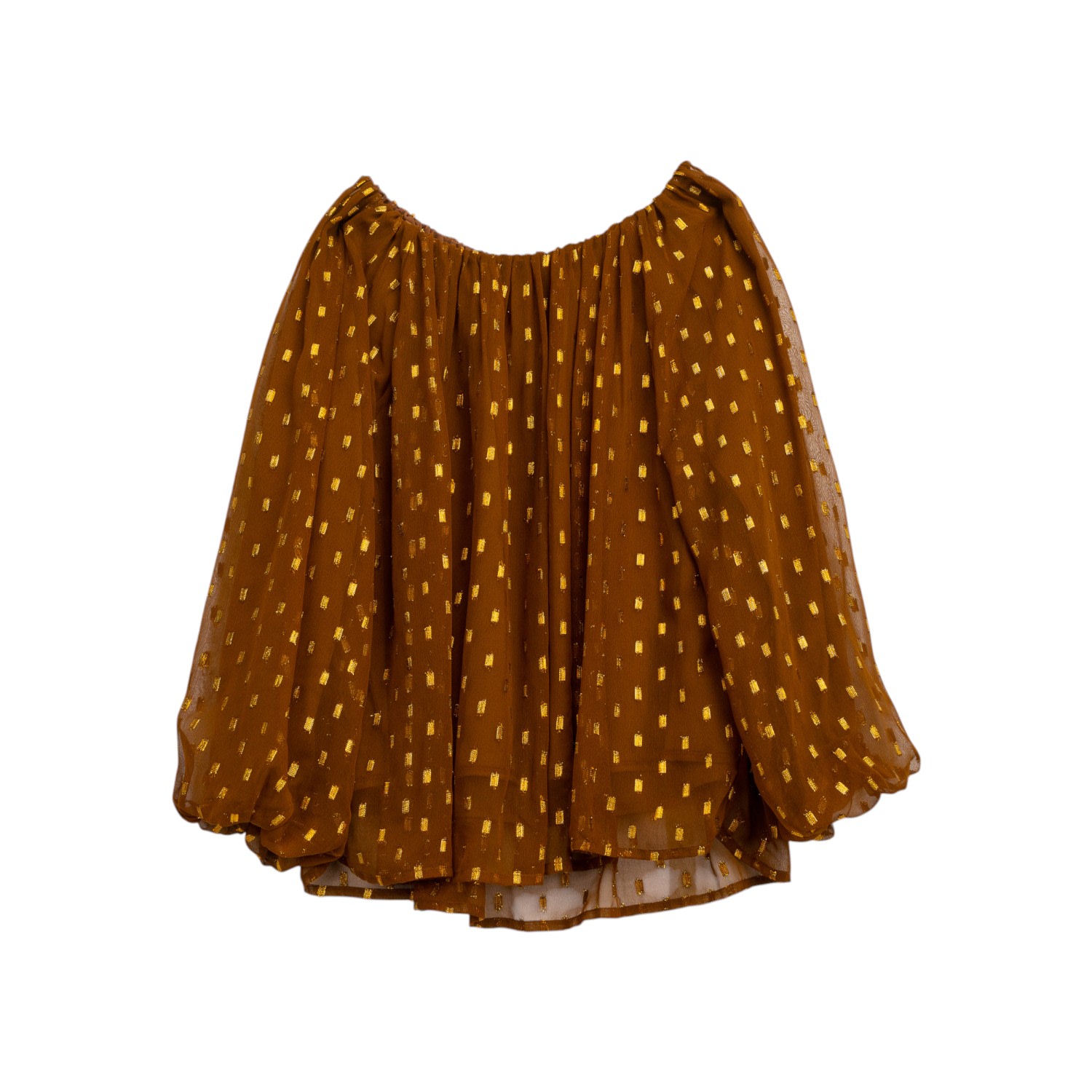 Niza Women's Brown Long Polka Dot Blouse
