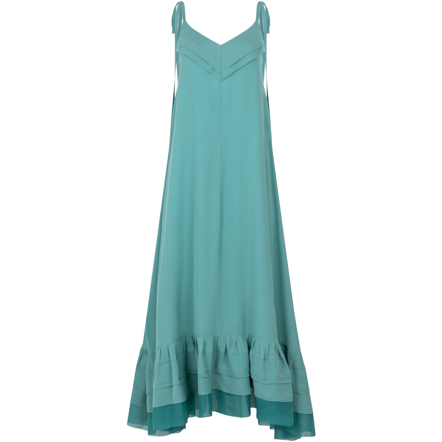 Langner Women's Mint Green Chiffon Ruffle Tie-strap Maxi Dress