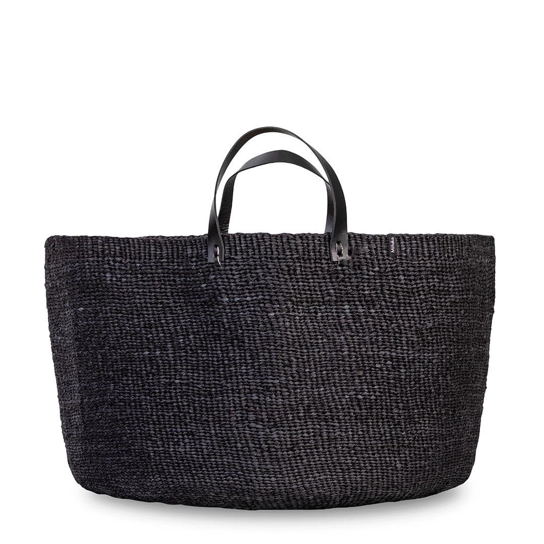 Mifuko Kiondo Floor Basket - Black With Handles Xxl In Black