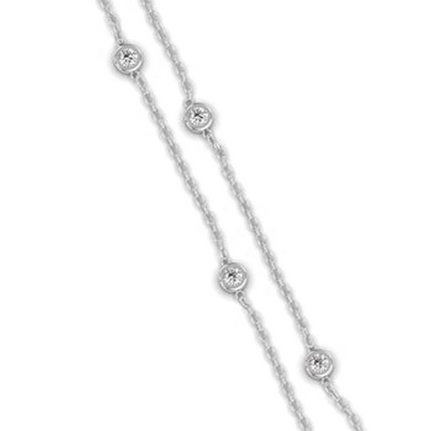 Women’s White Gold Diamond By The Inch Necklace Station Chain Cervin Blanc