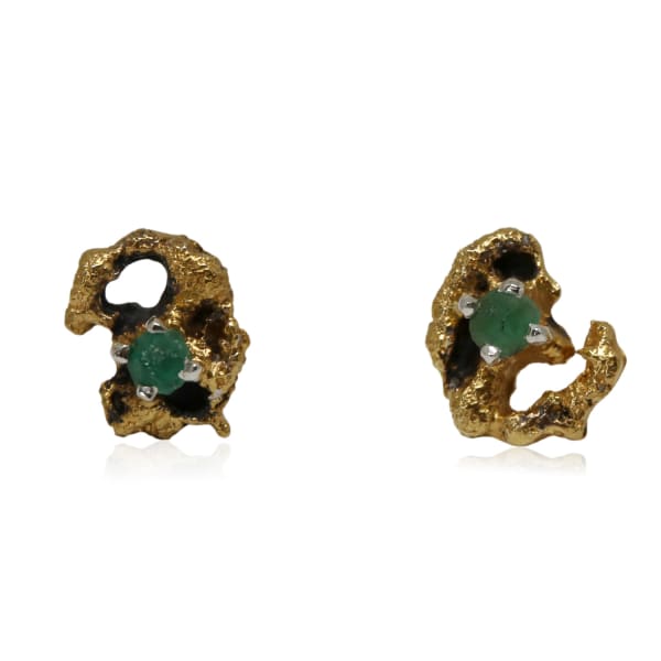 Karolina Bik Jewellery Out Of The Sea Earrings With Raw Emerald