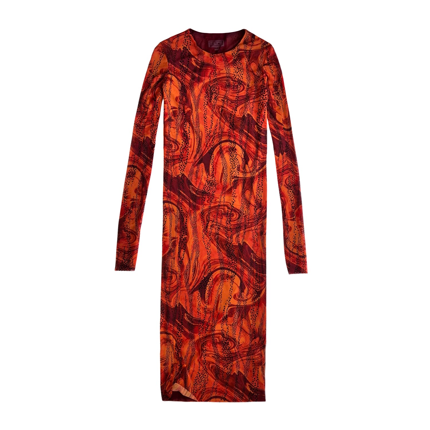 L2r The Label Women's Brown / Red Reversible Printed Mesh Dress In Burgundy In Brown/red