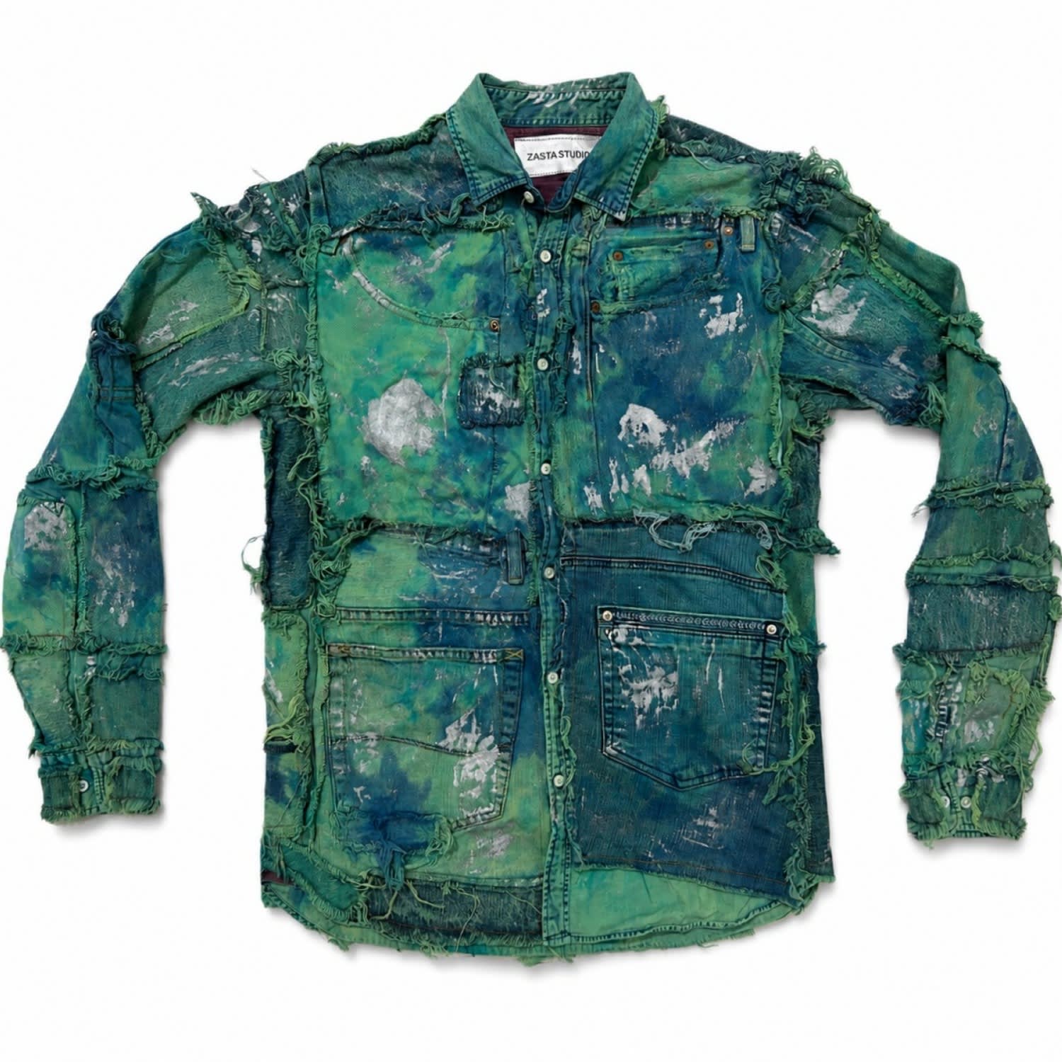 Zasta Studio Women's Wearable Ruins Shredded Denim Colored Shirt