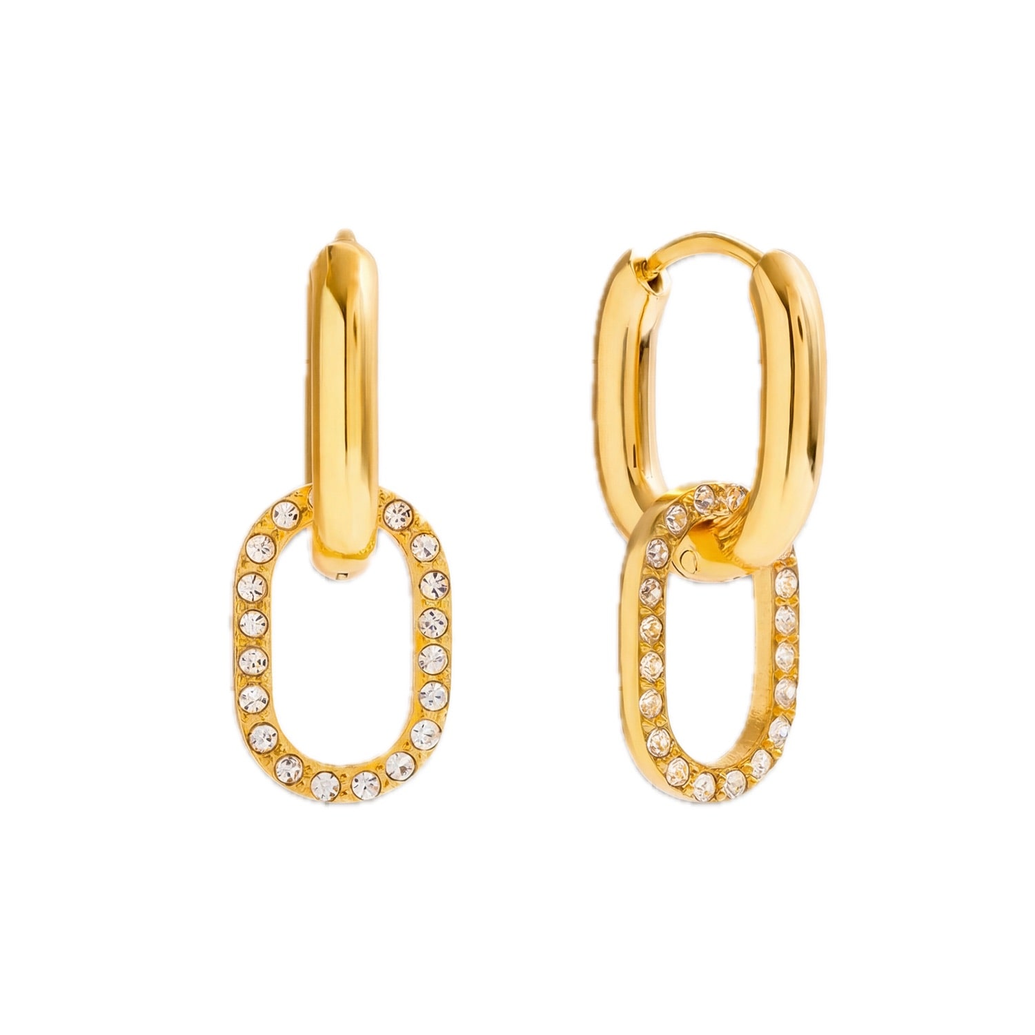 Women's Dainty 14K Gold Gemstone Double Loop Hoops | Elk & Bloom
