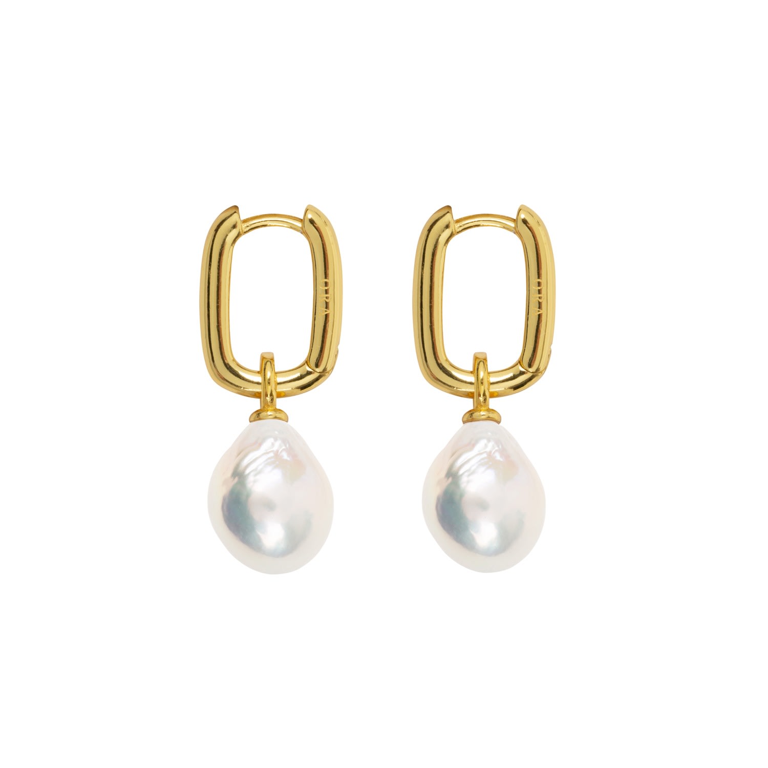 Women’s Gold / White Aetia Baroque Pearl Hoop Earrings - Gold Ora Pearls