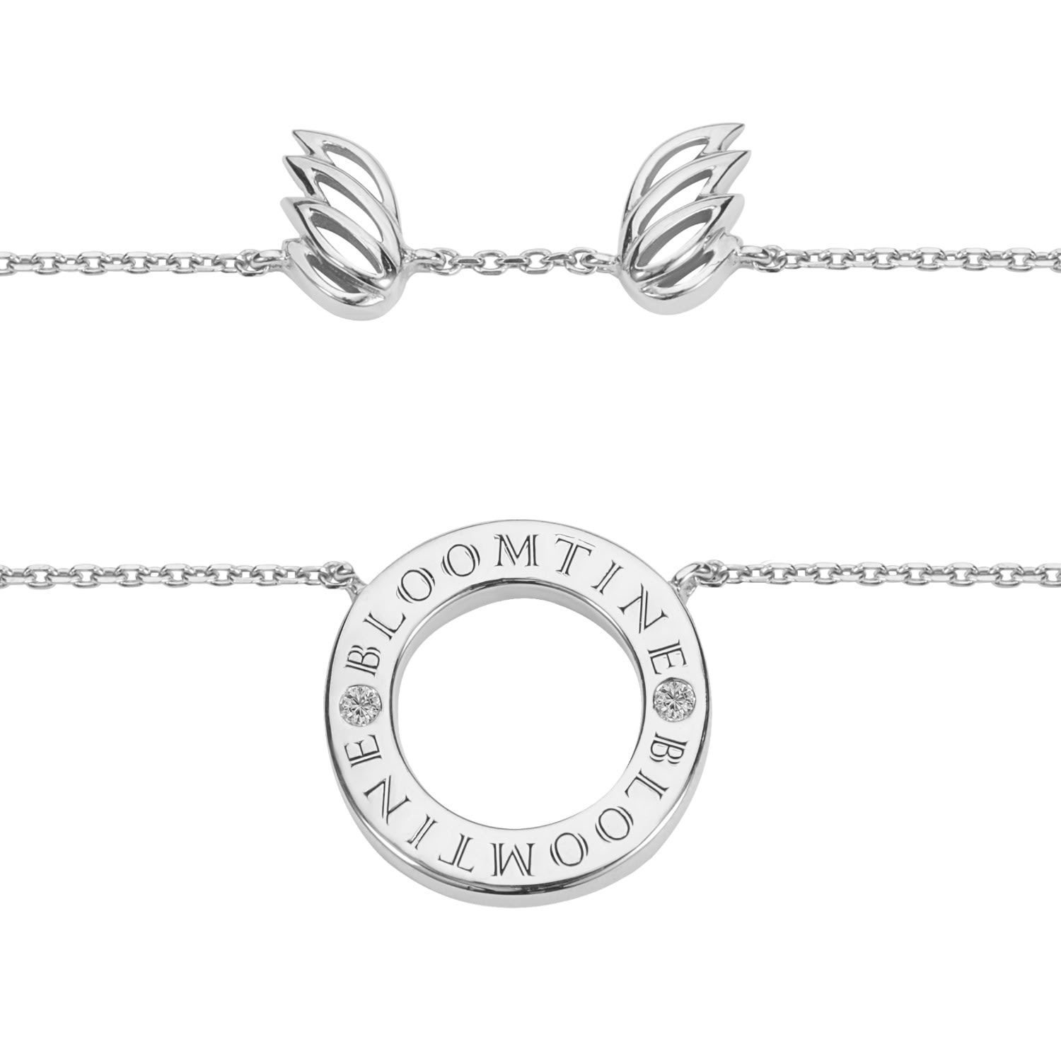 Women’s Silver Mini Halo Wings Diamond Ss Angel Necklace Bloomtine Earth Angel Hq