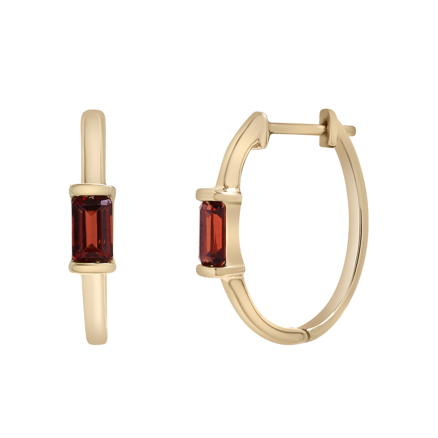 Miki & Jane Women's Red Hazel Single Garnet Gemstone Hoop Earrings In Red