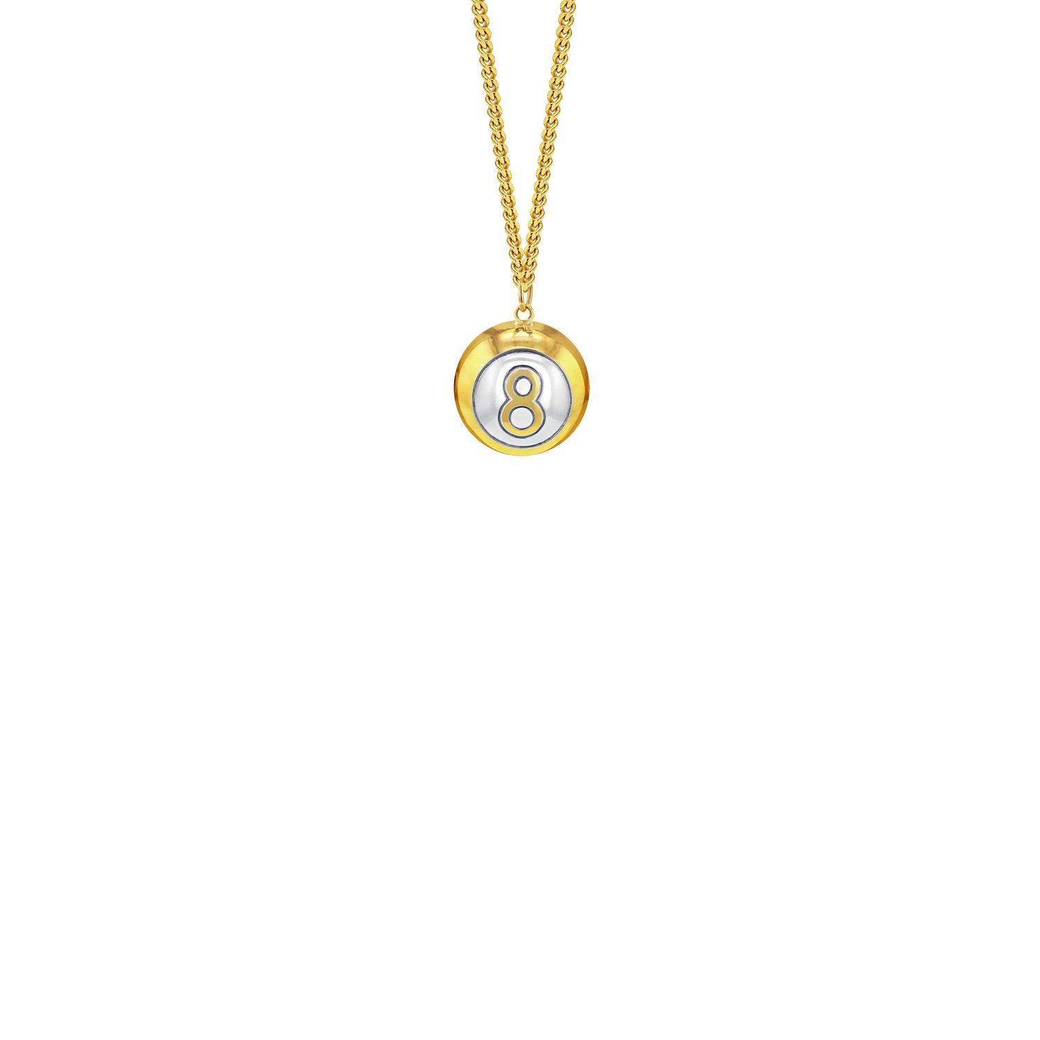 Men’s 8 Ball Mini Pendant 2Tone 18Kt Gold-Plate With Sterling Silver Detail True Rocks
