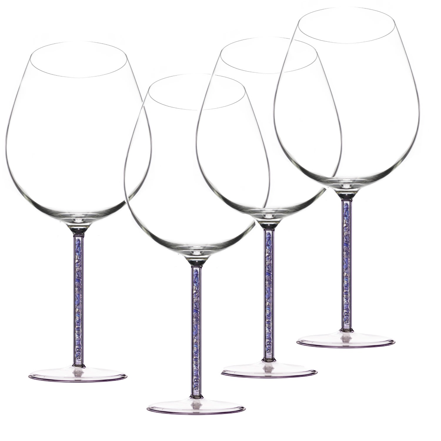 Greatfool Crystal-stemmed Wine Goblet - Lapis Lazuli - Four Piece In Transparent