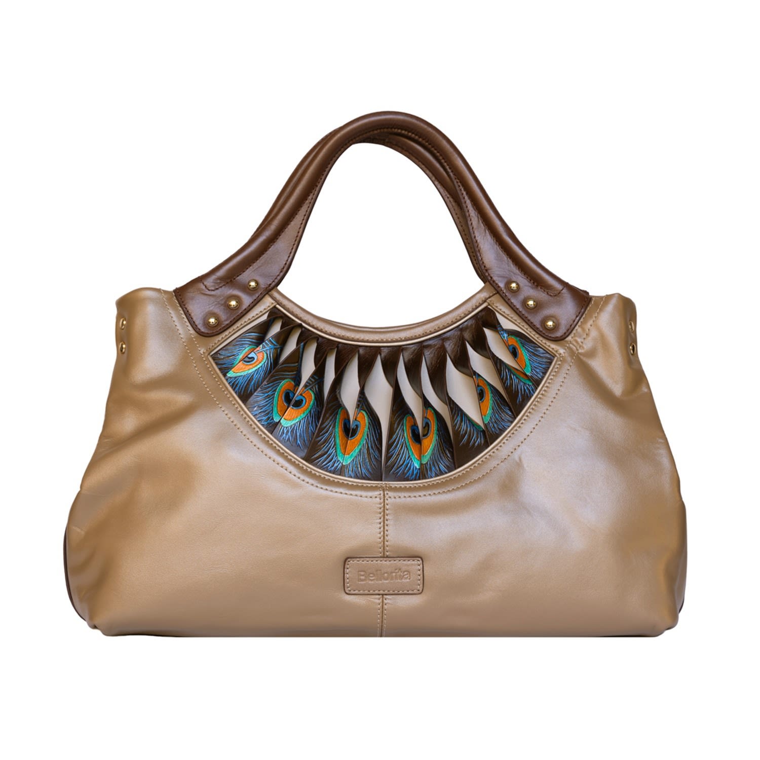 Women’s Feather Tote Leather Bag Brown Bellorita