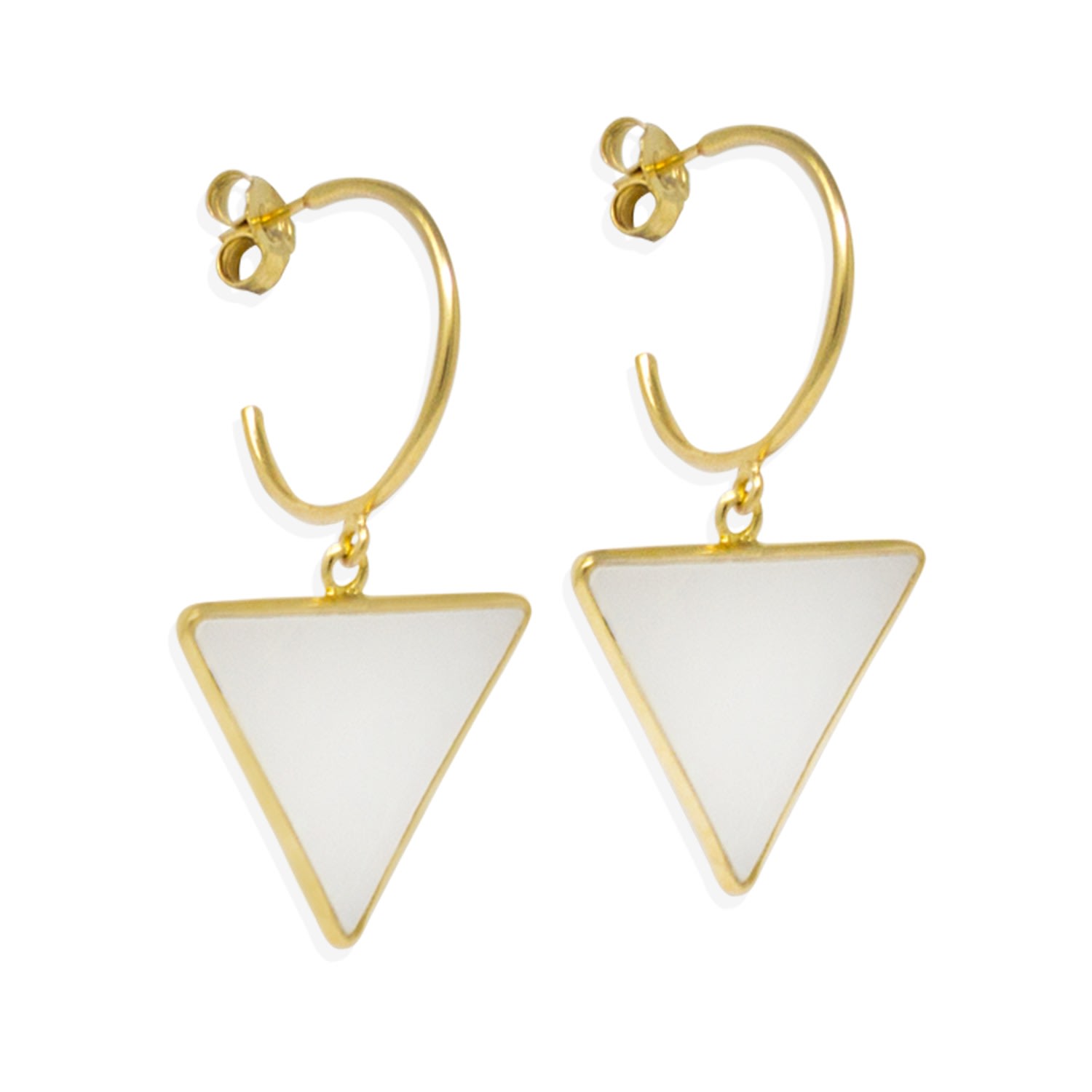 Vintouch Italy White Women Have The Power Gold-plated Hoop Earrings In White