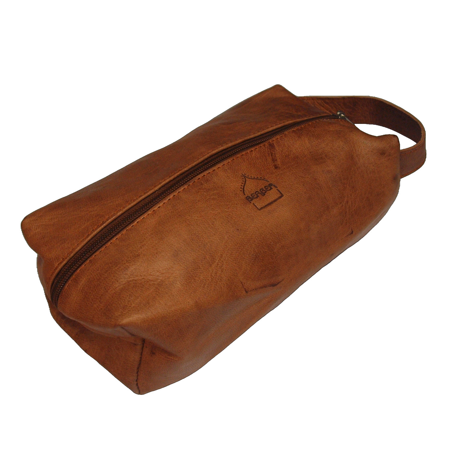 Berber Leather Neutrals / Brown Leather Wash Bag In Tan