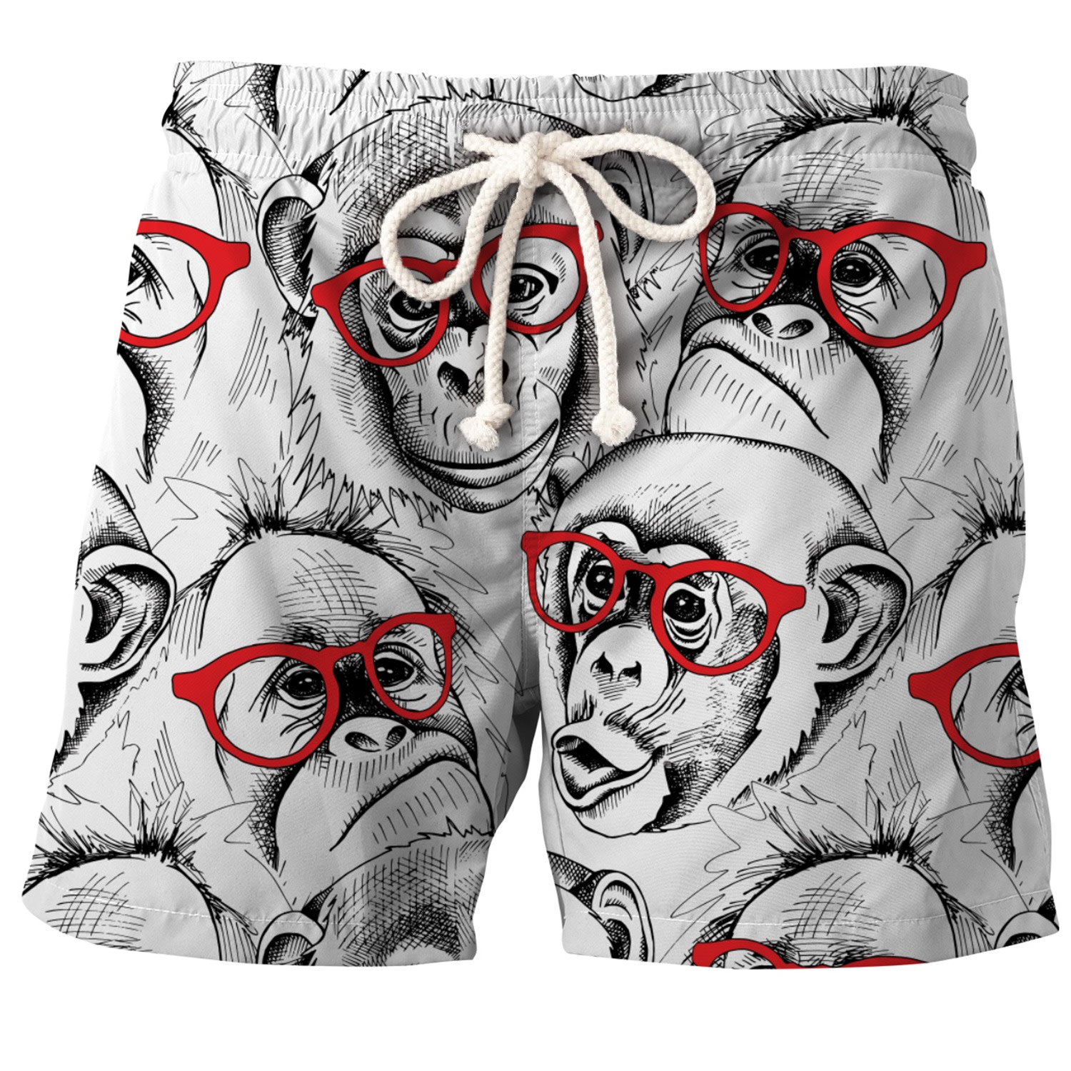 Aloha From Deer Men's White Cheeky Monkey Swimming Shorts In White