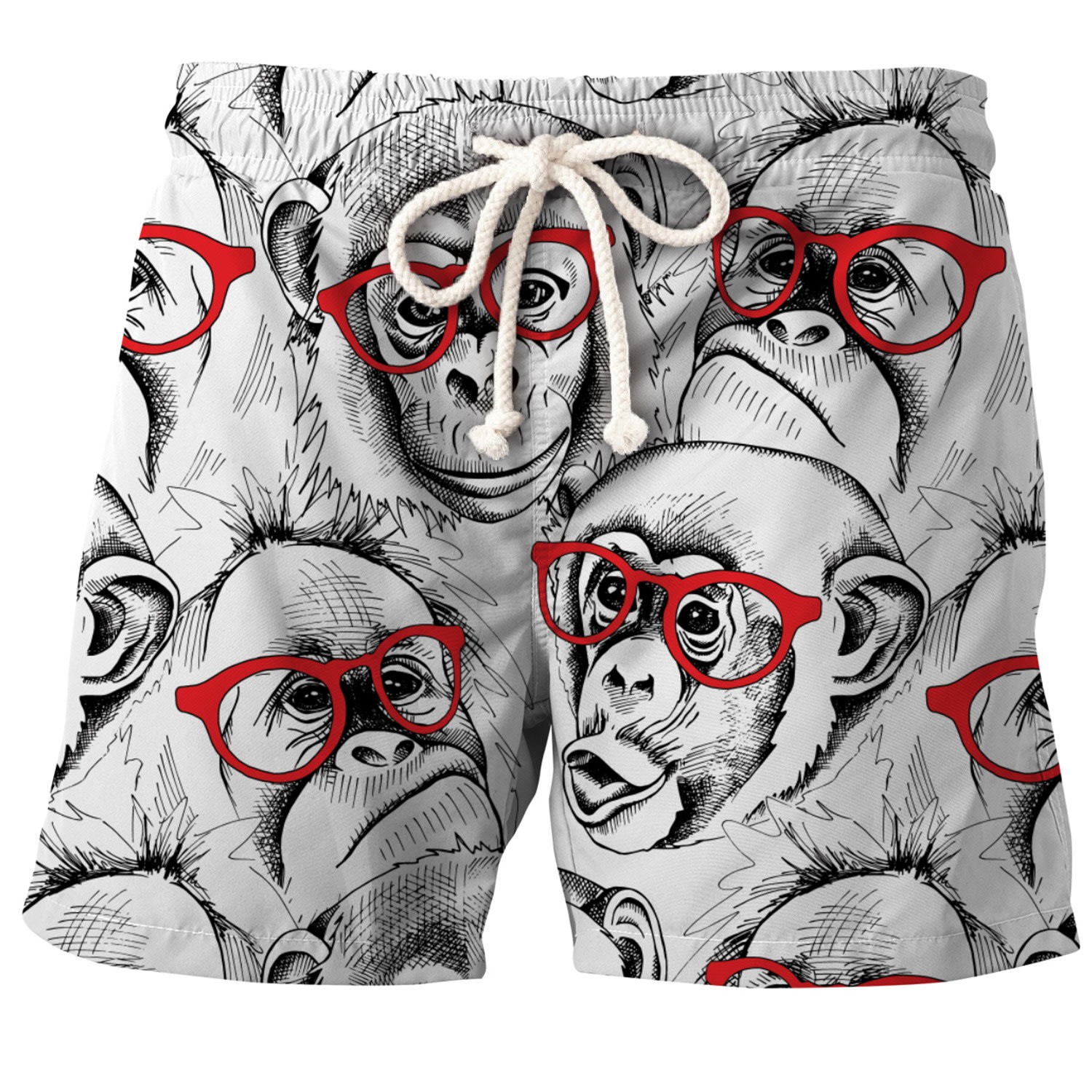 Men’s White Cheeky Monkey Shorts Small Aloha from Deer