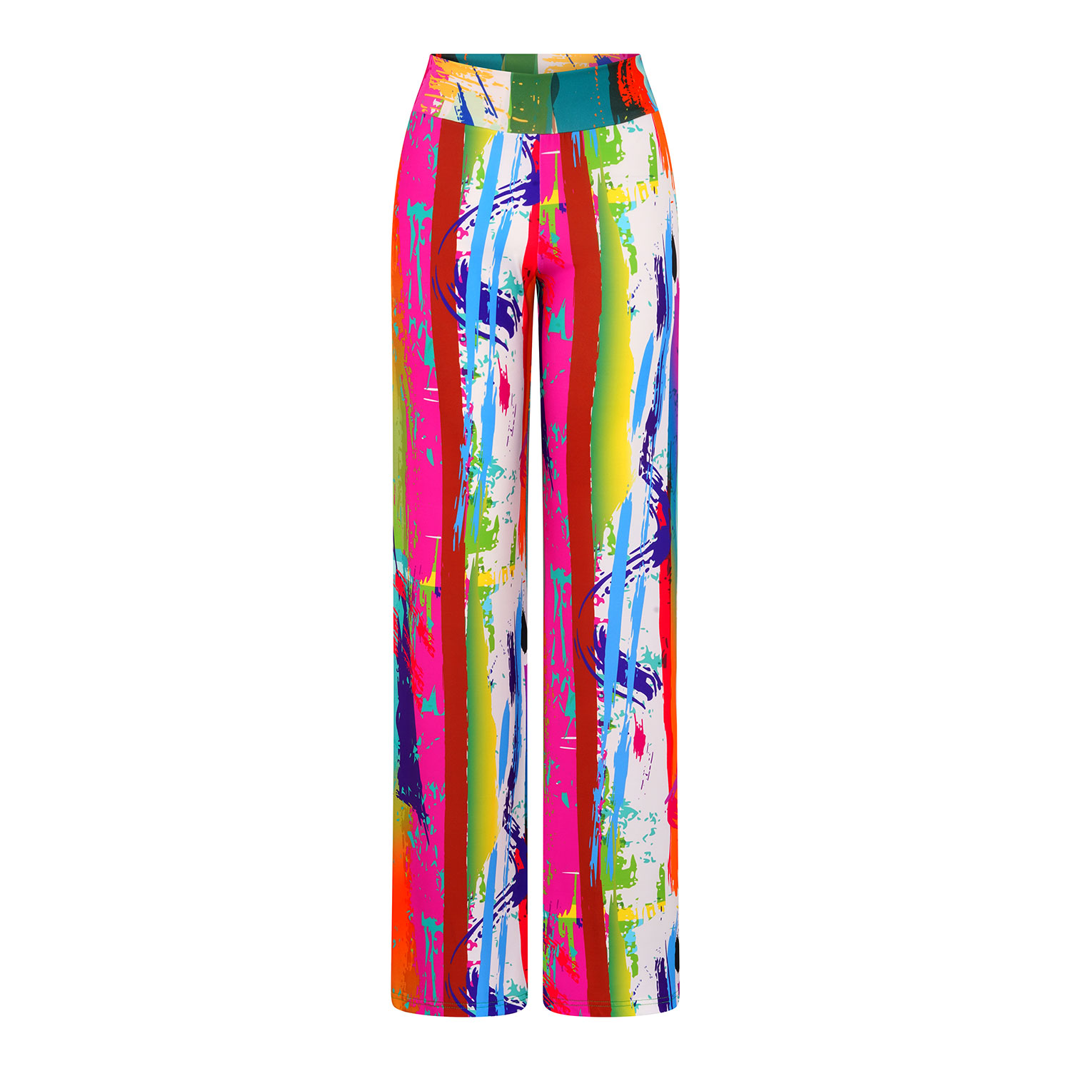 Women's Brush Stroke Wide Stretch Flare Trousers | Large | Beatrice Von Tresckow