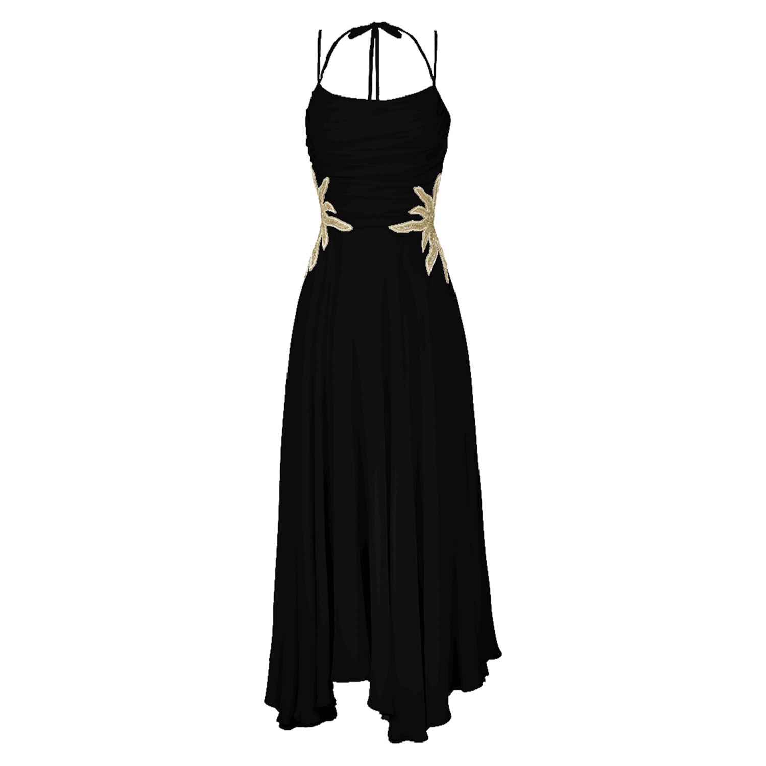 Alina Cernatescu Women's Solstice Black Silk Mini Dress With Drapery And  Hand Sewn Embroidery In Black