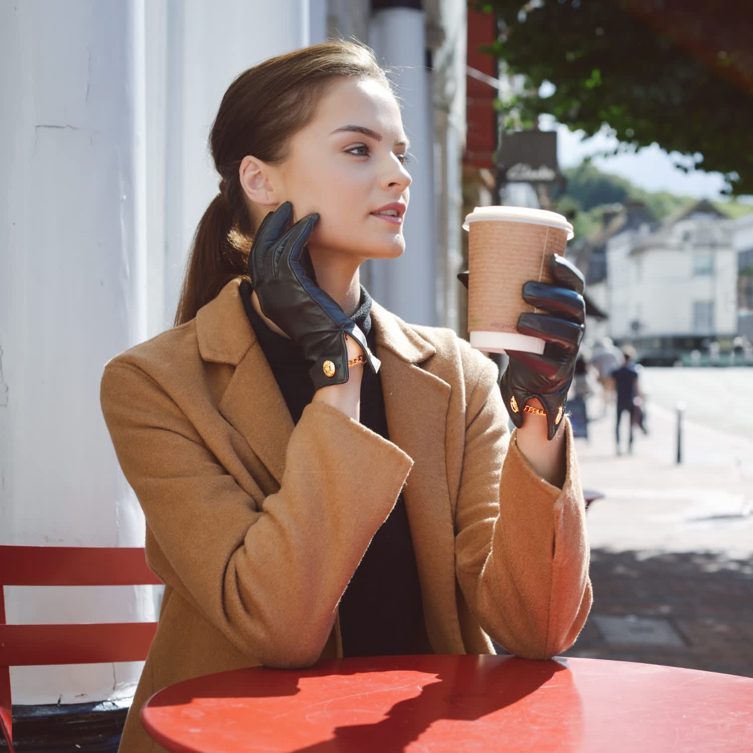 Françoise | Leather Glove Button Cuff Link - Black | Cornelia