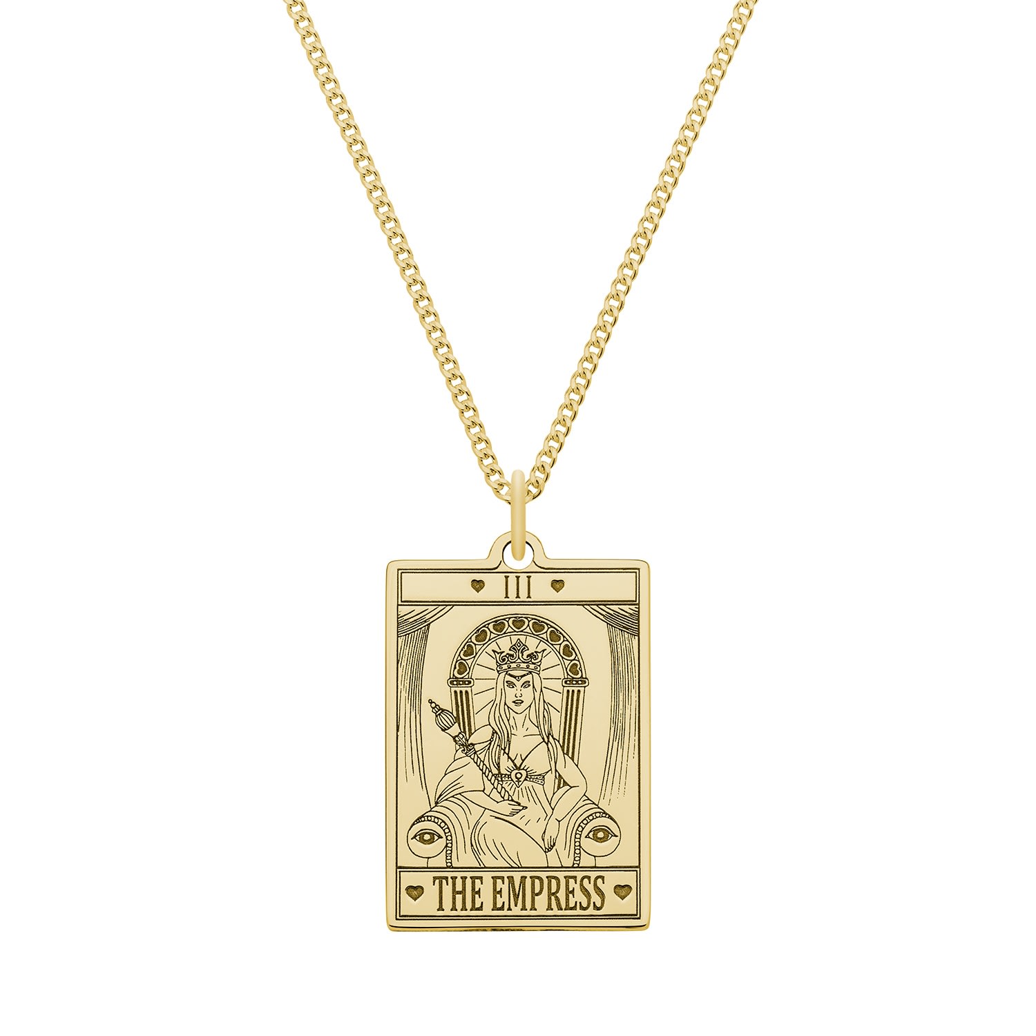 Cartergore Women's Small 9ct 375 Gold “the Empress” Tarot Card Necklace In Yellow