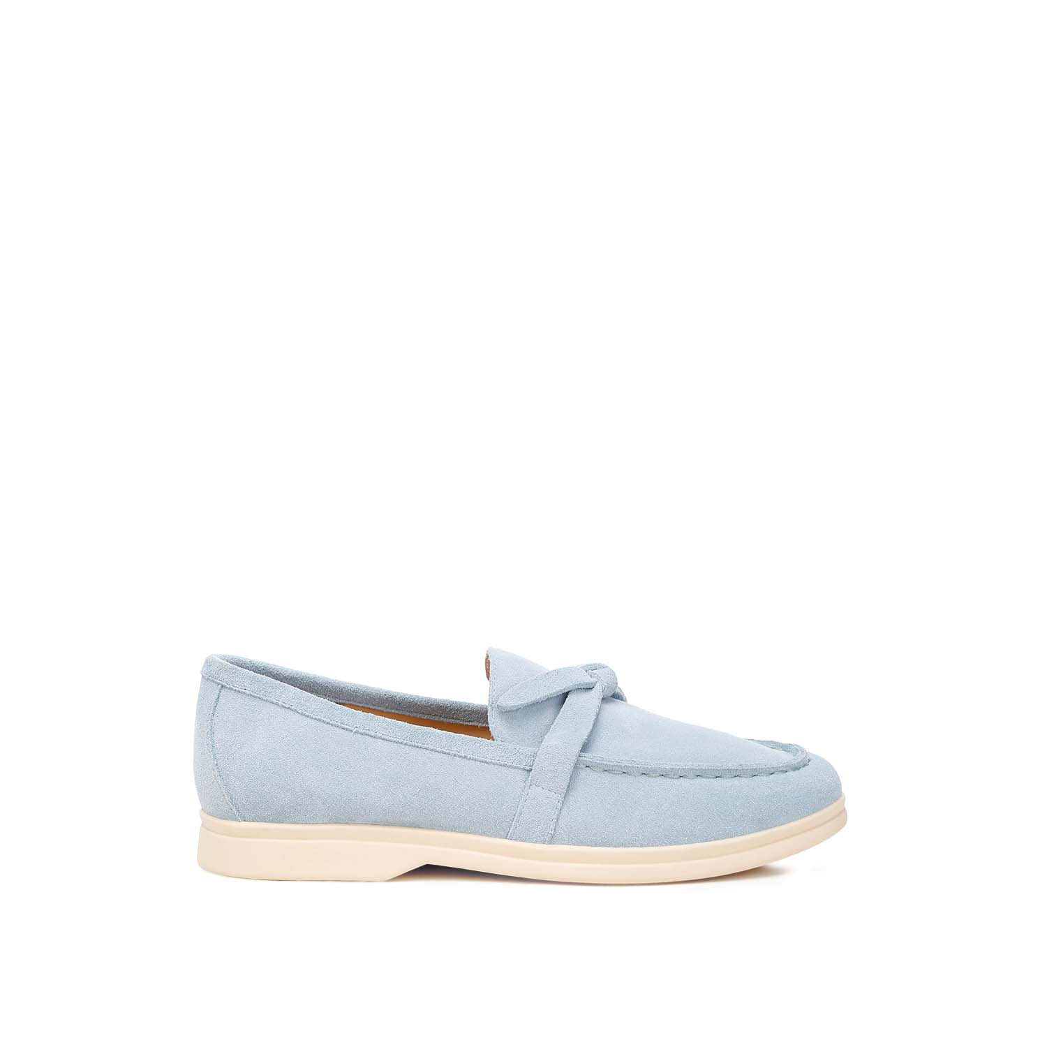 Rag & Co Women's Nautica Genuine Suede Knot Detailed Loafers In Baby Blue By  In Blue