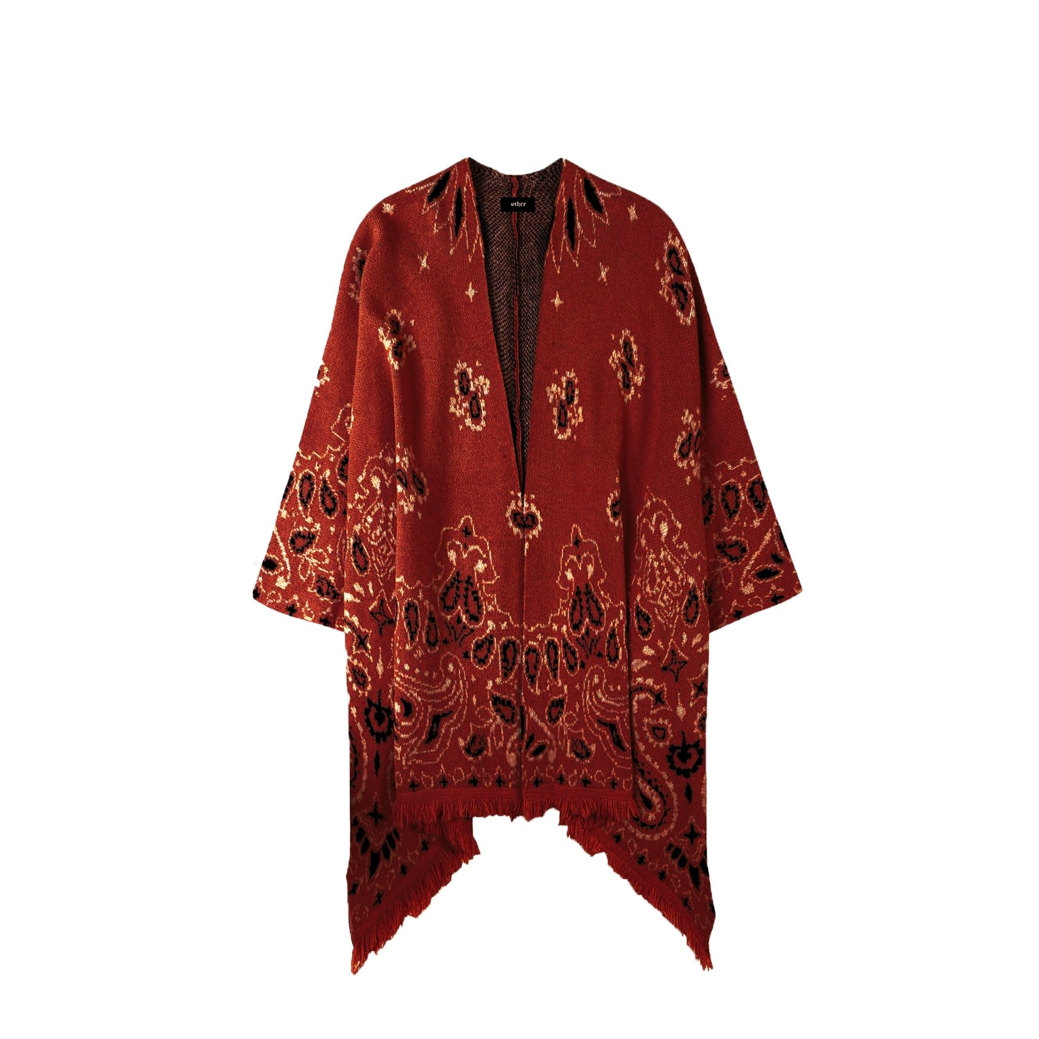 Women’s Red Western Poncho - Wine Paisley Bandana One Size OTHER UK