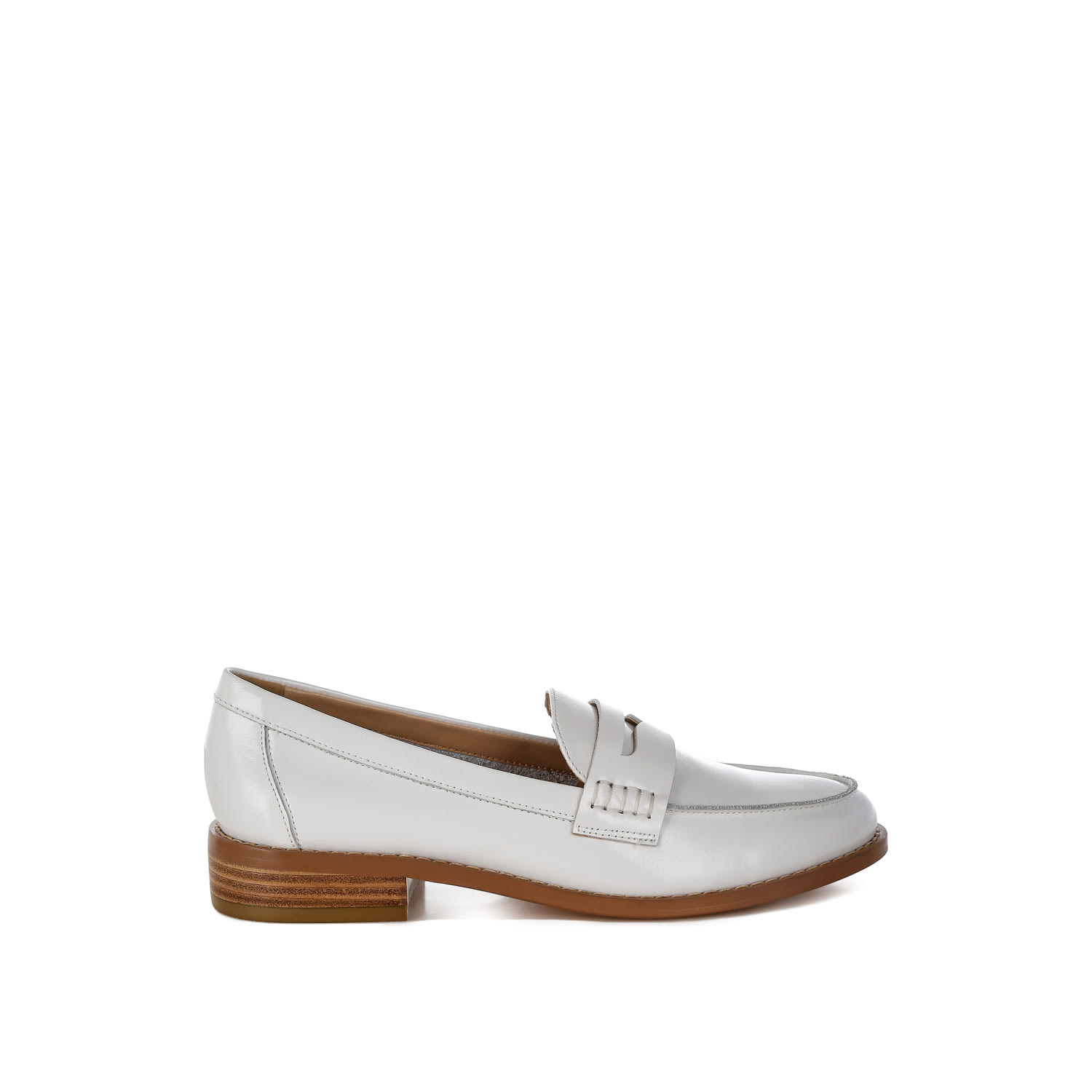 Rag & Co Women's Roxana Real Leather Penny Strap Loafers In White By